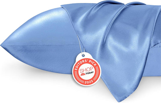 Bedsure King Size Satin Pillowcase Set of 2 - Sky Blue Silky Pillow Cases for Hair and Skin with Envelope Closure, Similar to Silk Pillow Cases, Gifts for Women Men, 20x36 Inches, 2pcs