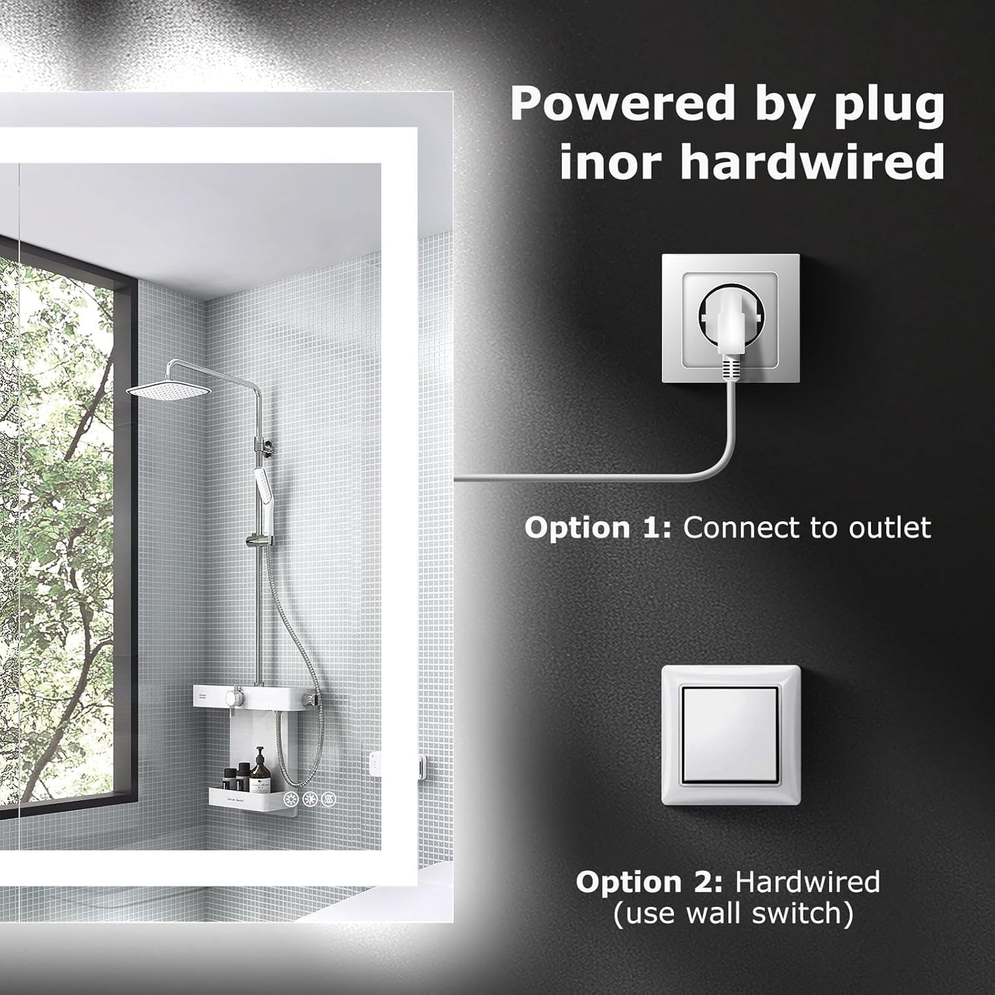 72X36 LED Bathroom Mirror with Lights, Anti-Fog, Dimmable, Backlit + Front Lit, Smart Bathroom Vanity Mirror, Memory Function, Shatterproof, Tempered Glass (Horizontal/Vertical)