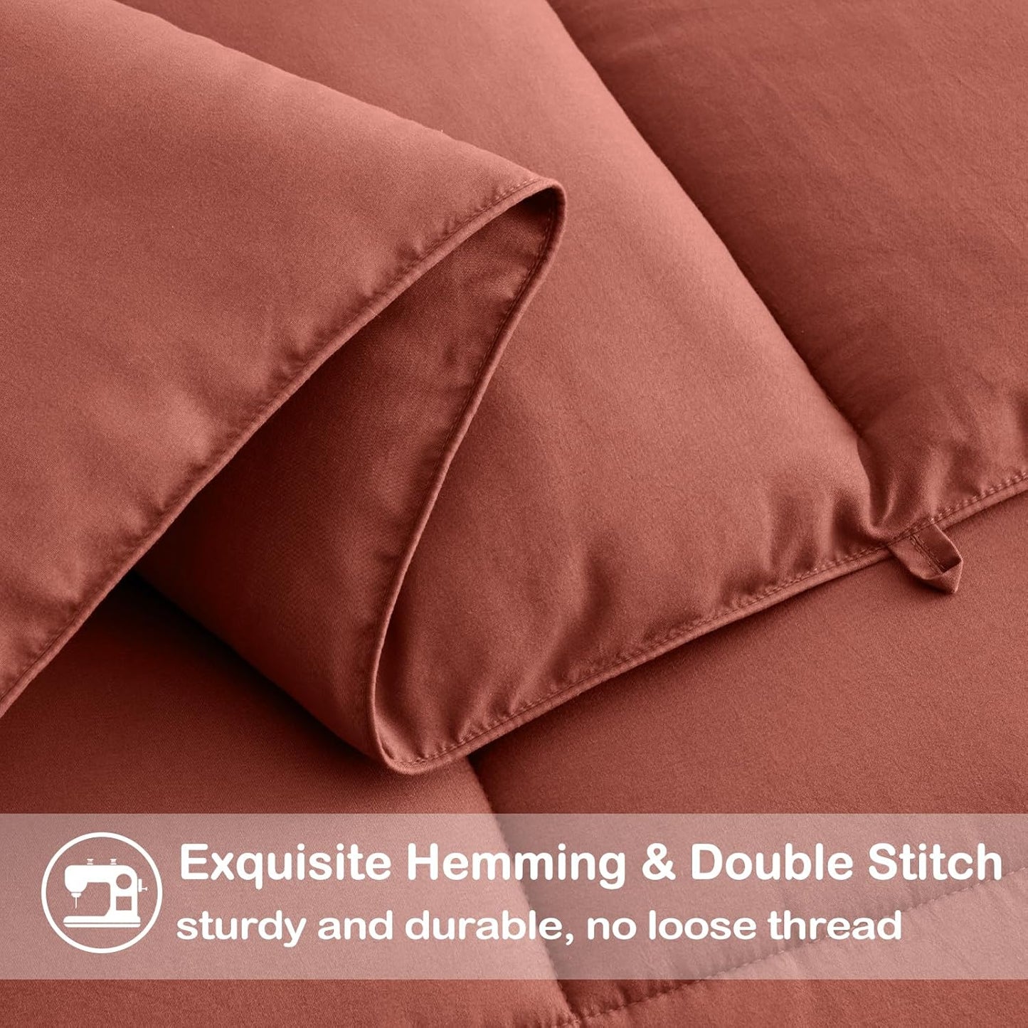 EASELAND Twin Size Down Alternative Comforter - Quilted Duvet Insert for All Seasons, Soft Lightweight with Corner Tabs, Summer Winter Warm Bedding, Terracotta 64×88 Inches
