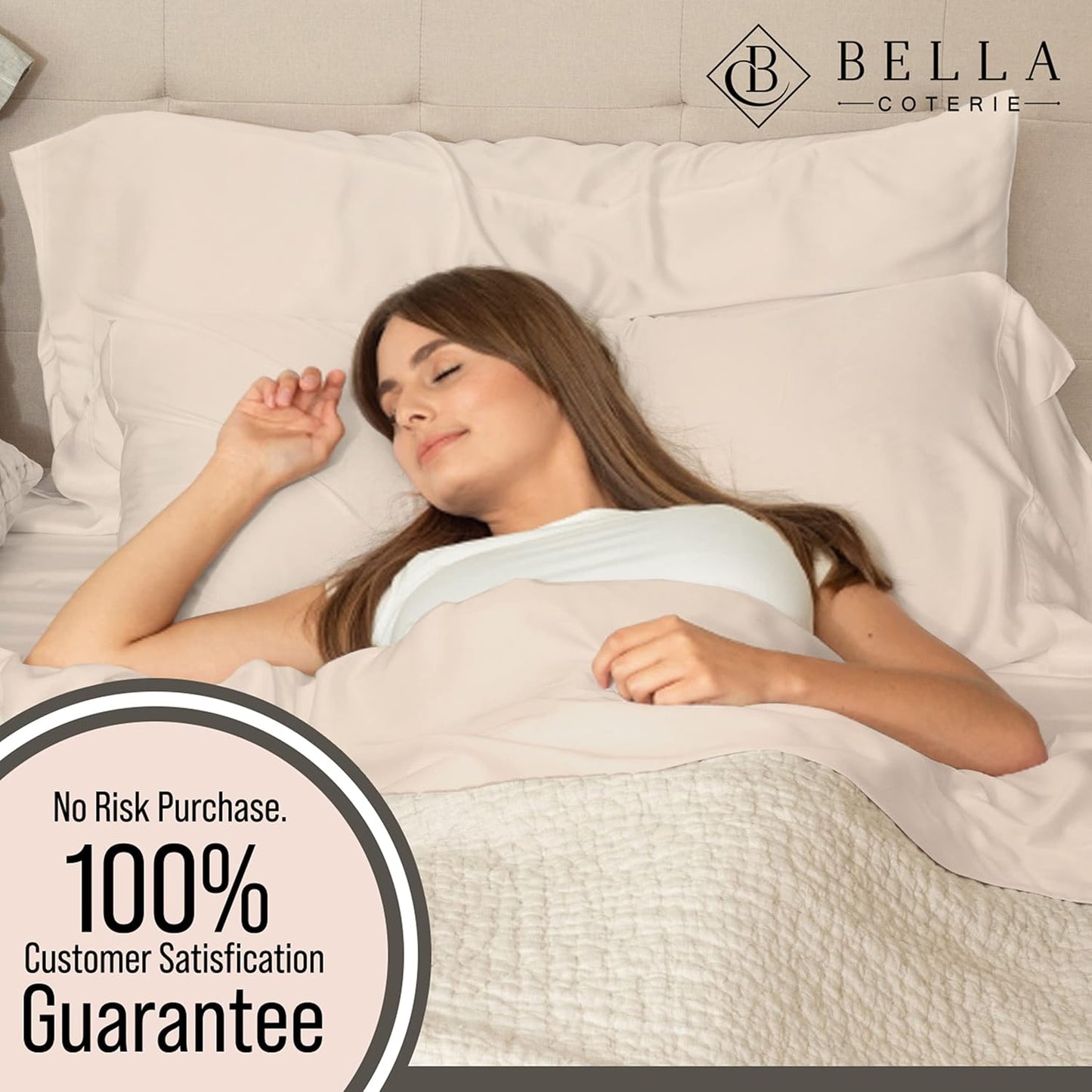 Bella Coterie Luxury Bamboo Viscose Full Size Sheet Set | 100% Organically Grown | Ultra Soft | Cooling for Hot Sleepers | 18" Deep Pocket [Champagne]