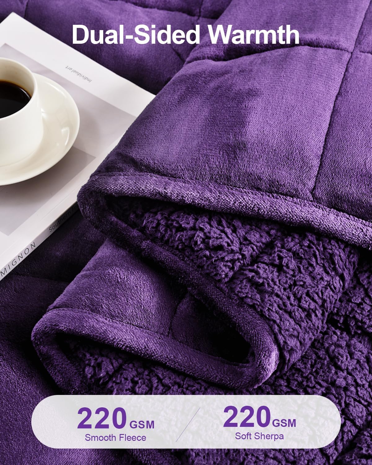 Super Fuzzy Soft Sherpa Fleece Weighted Blanket, 20 lbs Dual Sided Fluffy Heavy Weighted Blankets for Adults - No Bunching with Double Layers of Soft Inner Lining (60"x 80", 20 Pounds)
