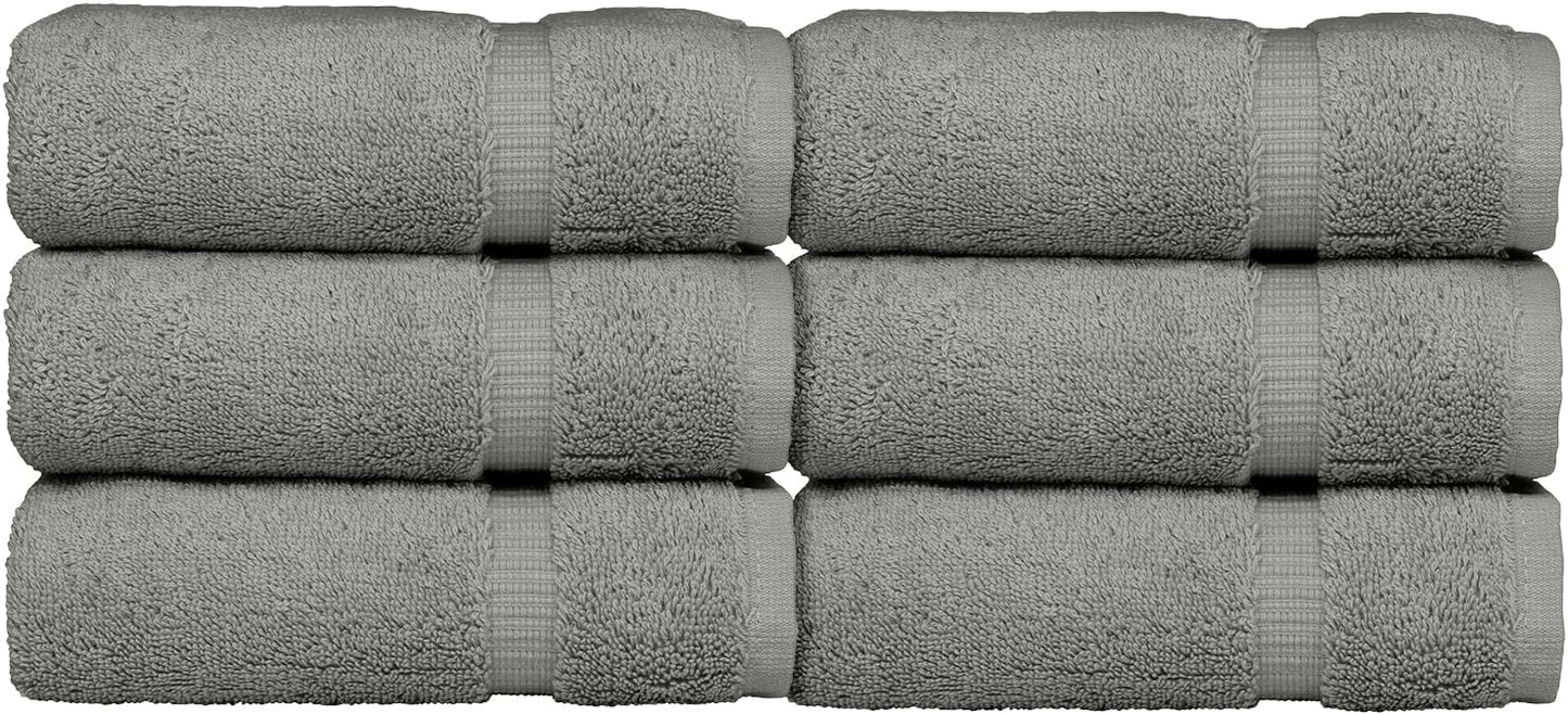 Luxury Hotel & Spa Collection, 100% Turkish Cotton 700 GSM Cloth, for Body wash, Makeup Remover & Facial Cleaning, Baby, face, Dobby Border Soft washcloths Towel Set 13" X 13", Gray, Set of 6