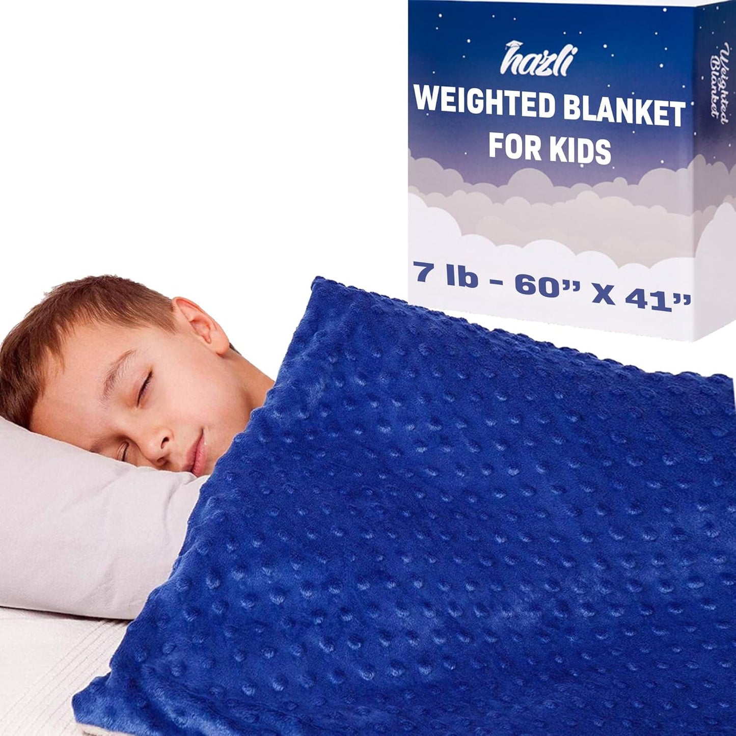 hazli Super-Soft Kids Weighted Blanket 7 Pounds - Weighted Blanket for Kids - Easy to Clean, Washable Minky Cover - 41x60 Inches 7lbs Child - Heavy Blanket for Girls and Boys