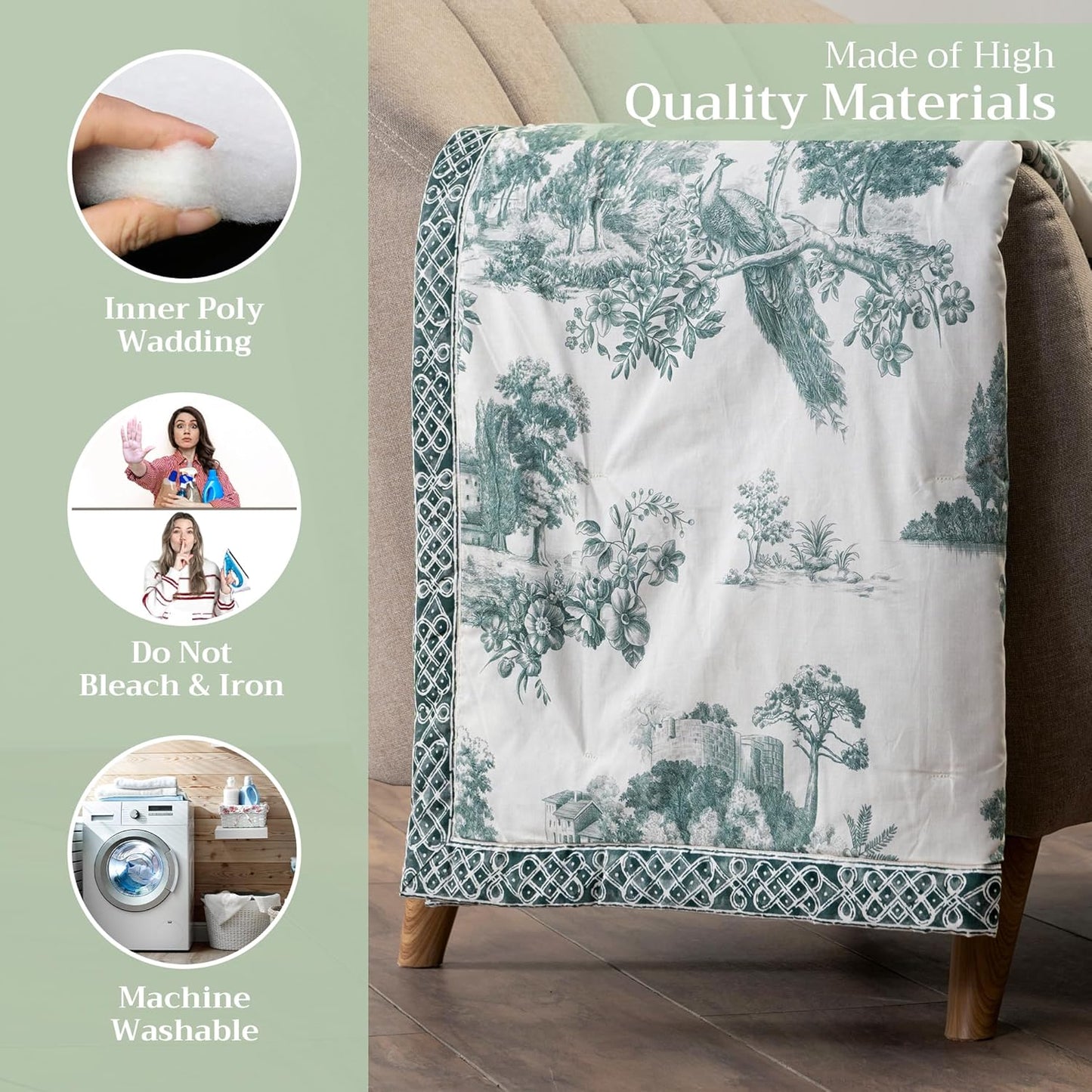 Maison d' Hermine Throw Blanket for Couch Lightweight Soft Warm Breathable Cotton Throw Blankets for Bed Girls Boys Women Men Gifts Sofa Travel Living Room Chair Bedding (60"x80", Trianon)