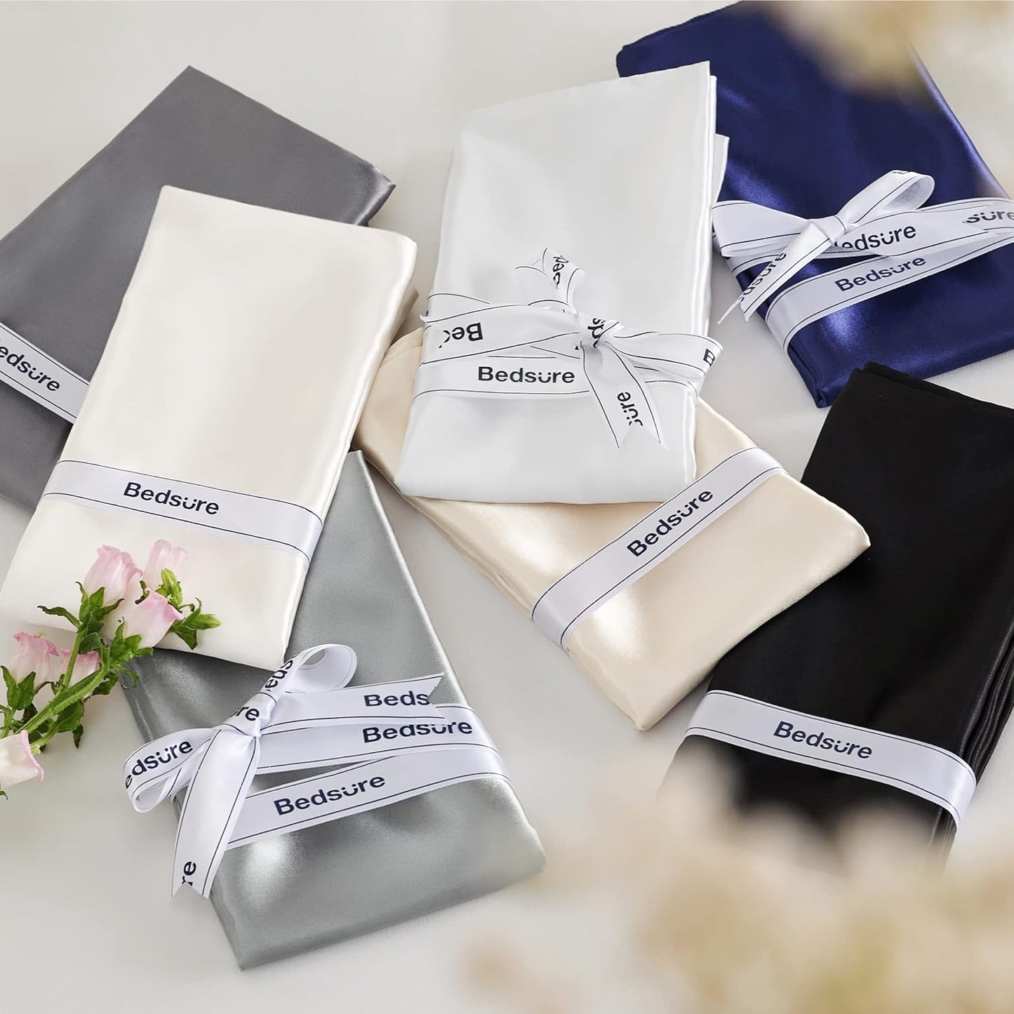 Bedsure Satin Pillowcase with Zipper, Similar to Silk Pillow Cases 2 Pack, Satin Pillow Cases Queen, Silky & Soft Blue Pillow Covers for Hair and Skin, Gifts for Women Men, 20x30 Inches