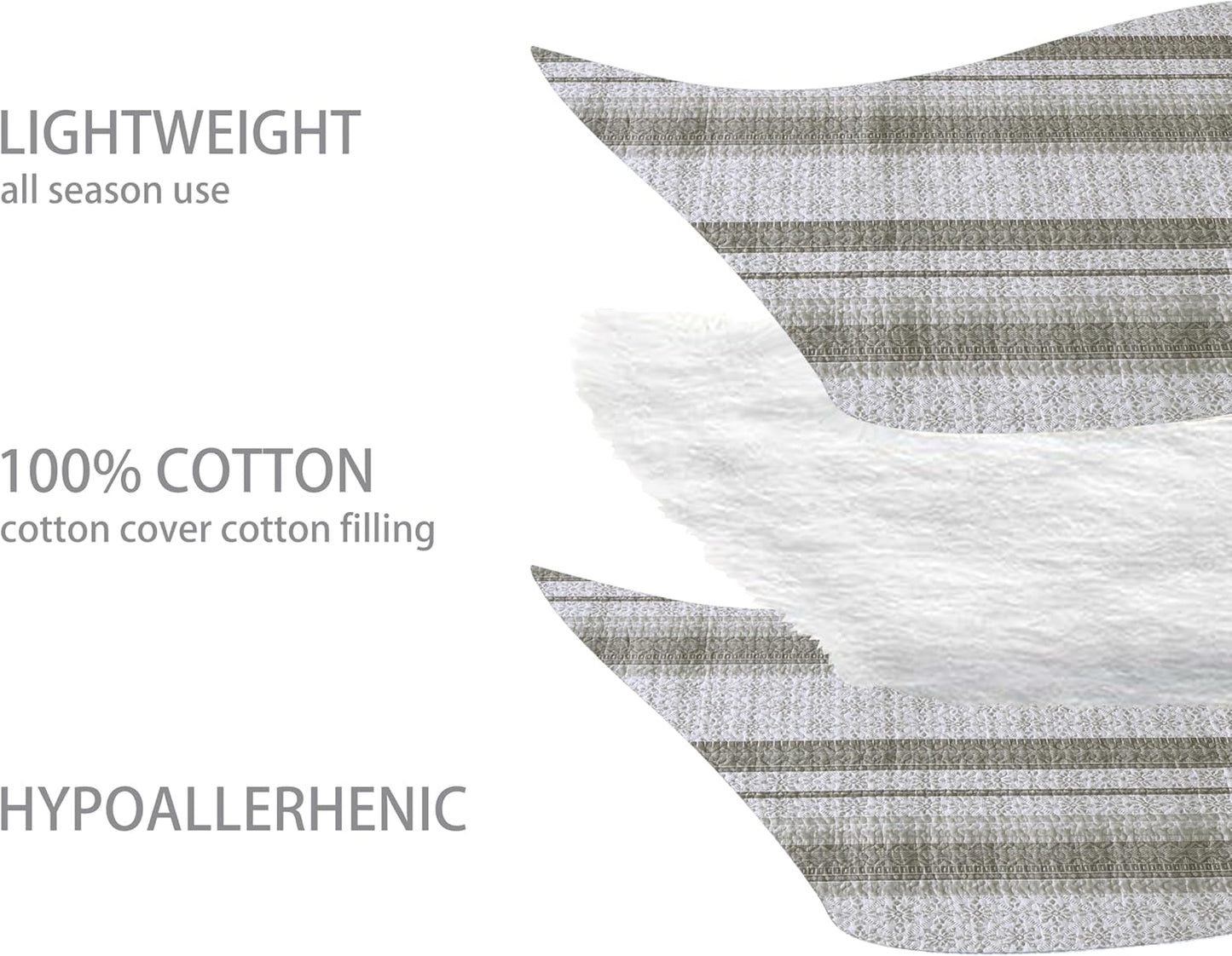 Homzard King Size Quilt Set, Grey White Snowflake Striped Comforter Set,Cotton Gray Bedspread King Size, Lightweight Comforter Fall Bedding 3 Piece All Season