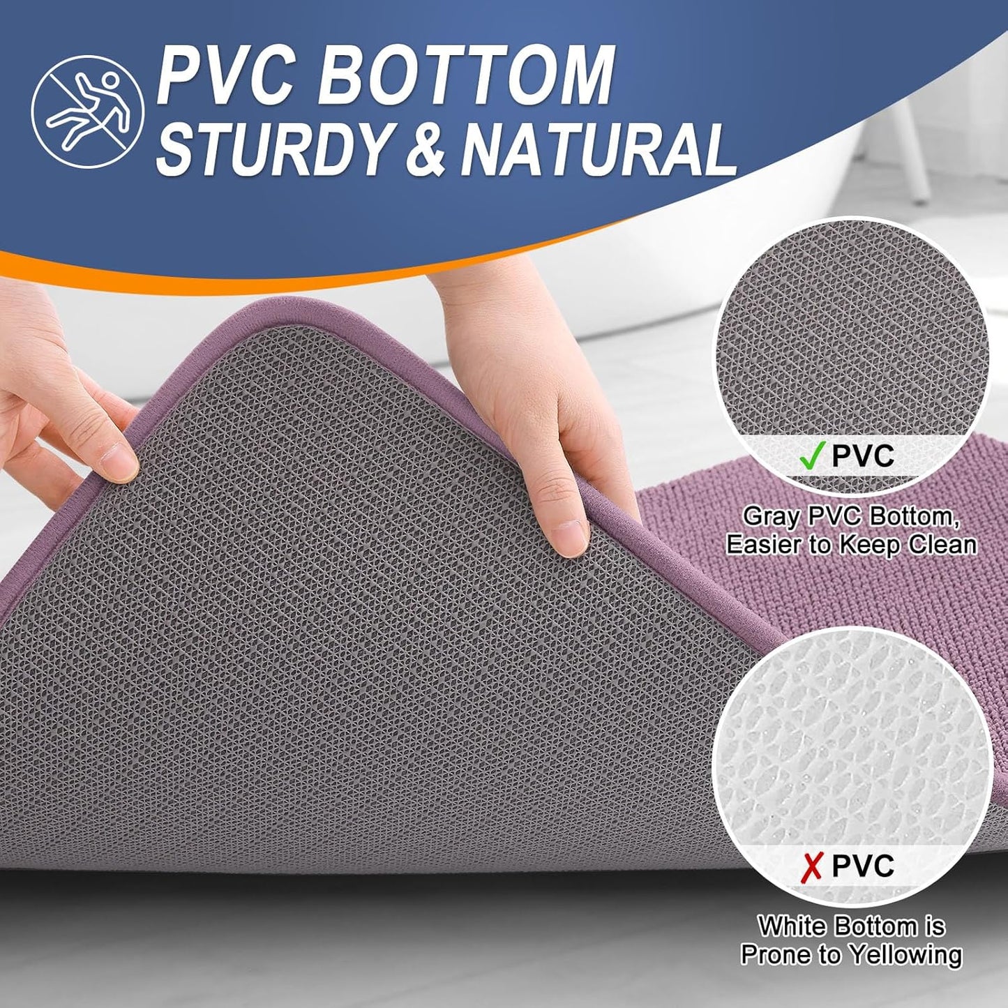 OLANLY Thick Memory Foam Bath Mat Rug 44x24, Extra Soft Absorbent Bathroom Rug, Quick Dry Bath Mats, Non-Slip, Machine Washable Carpet for Bathroom, Tub and Shower, Home Decor Accessories, Deep Plum
