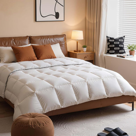 Extra Fluffy White Goose Down Comforter King Size - All Season Down Duvet Insert, Luxury Hotel Bedding Comforters, Medium Warmth, Oeko Certified 480 Thread Count, High Fill Power, 106x90 Inches
