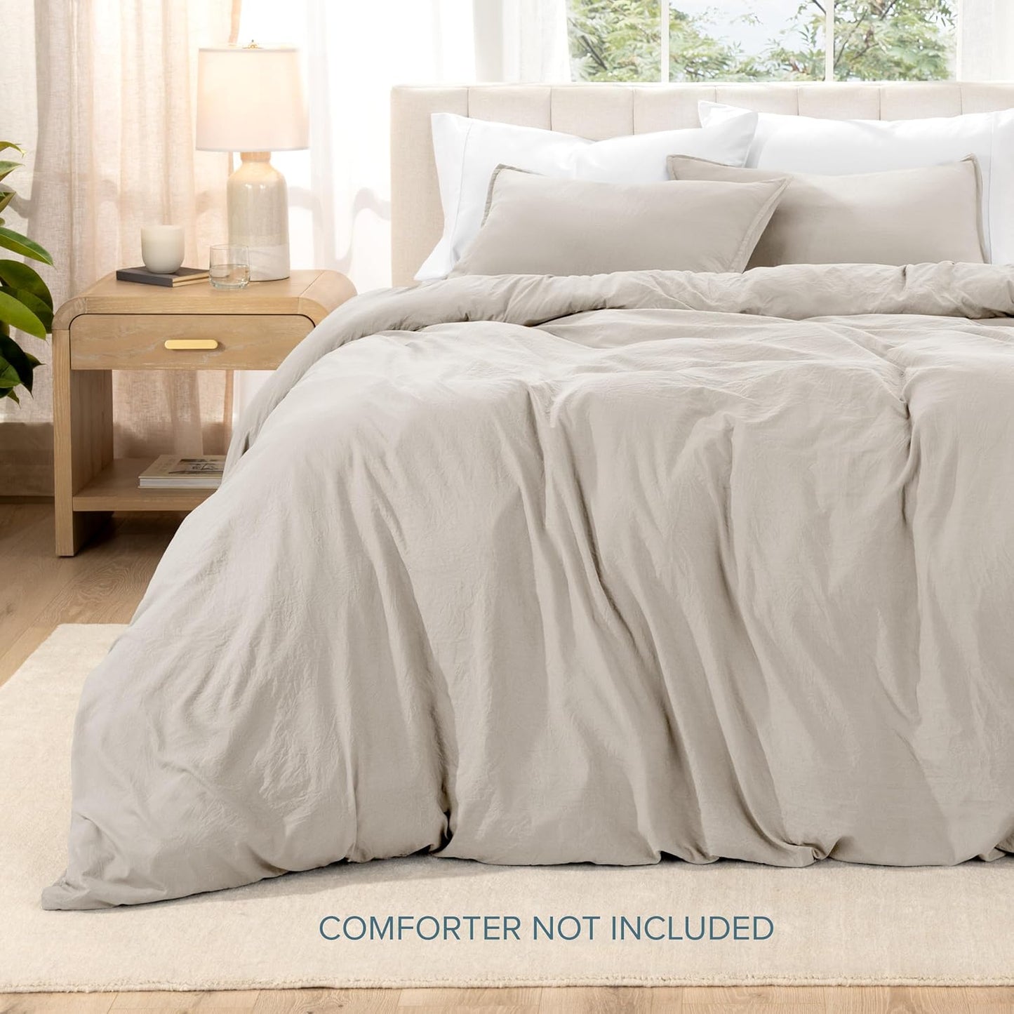 Bare Home Microfiber Duvet Cover Set - Ultra Soft Washed Microfiber - Oversized Queen Size - Linen-Like Look - Easy Care - Breathable Fabric - Our Softest Duvet Cover Set (Oversized Queen, Fog)