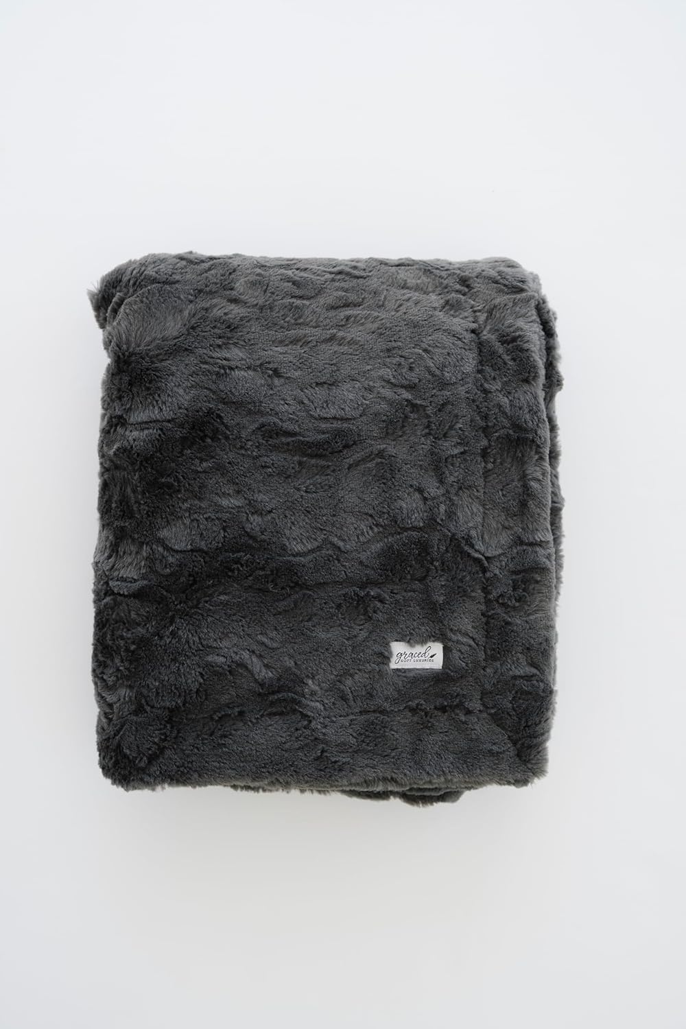 GRACED SOFT LUXURIES Charcoal Faux Fur Throw Blanket | Ultra Soft & Fluffy 50x60 inches | Cozy, Thick & Warm | Perfect for Bed or Couch | Kids & Adults