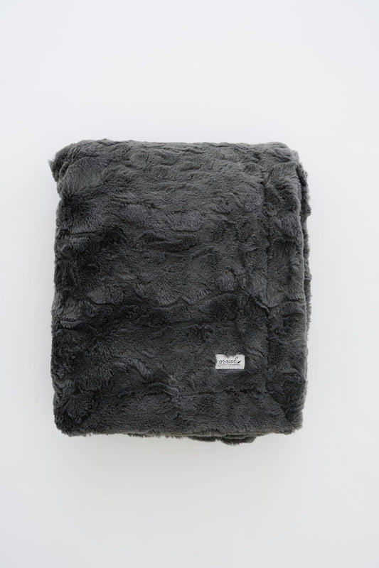 GRACED SOFT LUXURIES Charcoal Faux Fur Throw Blanket | Ultra Soft & Fluffy 50x60 inches | Cozy, Thick & Warm | Perfect for Bed or Couch | Kids & Adults