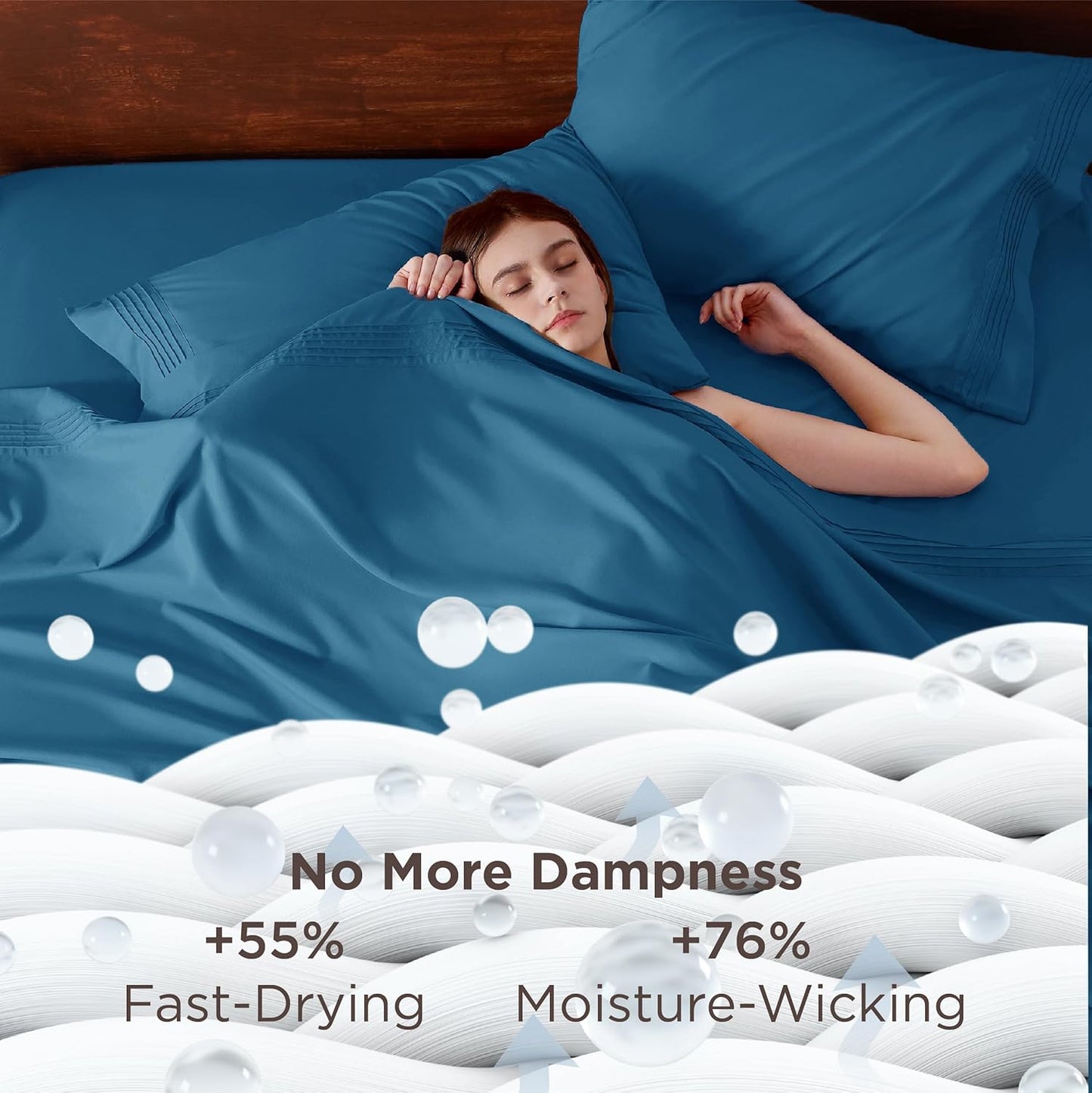 Bedsure Twin XL Sheets Dorm Bedding, GentleSoft Breathable Extra Long Twin Sheets & Pillowcases, Moisture Wicking Cooling, Deep Pocket Fits Mattress Up to 21 Inches Thick, Teal Blue