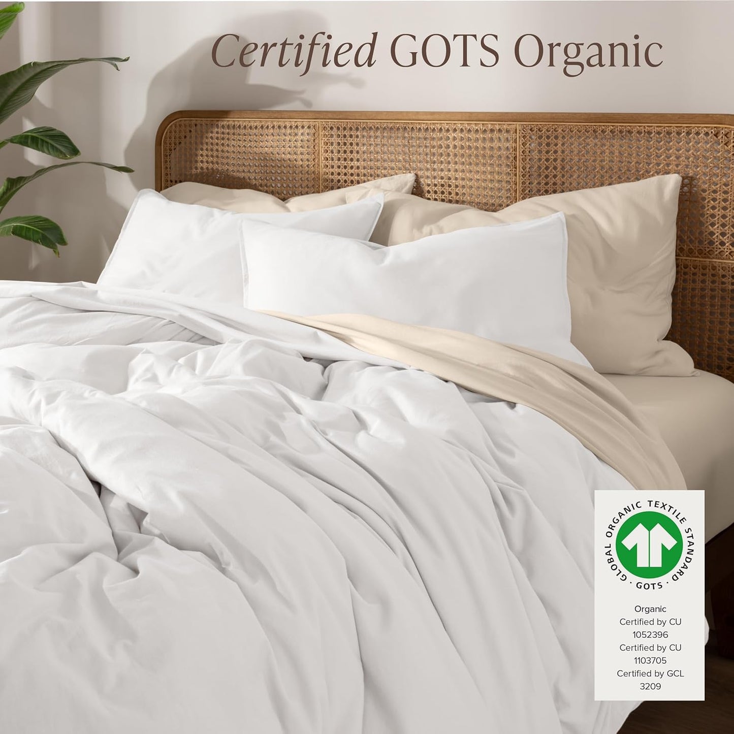 Bare Home 100% Organic Cotton Jersey Duvet Cover Set - King/Cal King Size - Ultra Soft - 100% Cotton - 3pcs - Corner Ties - Button Closure - Bedding Duvet Cover & Pillow Shams (King/Cal King, White)