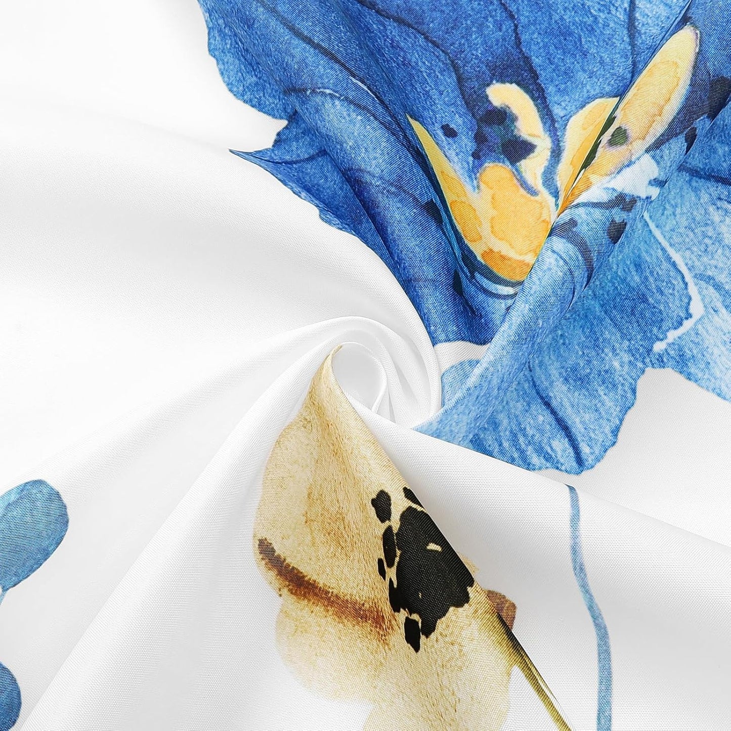 Gibelle Watercolor Floral Shower Curtain, Blue Yellow Flower Shower Curtain for Bathroom, Modern Minimalist Waterproof Fabric Shower Curtain Set with Hooks 72x72 Inch