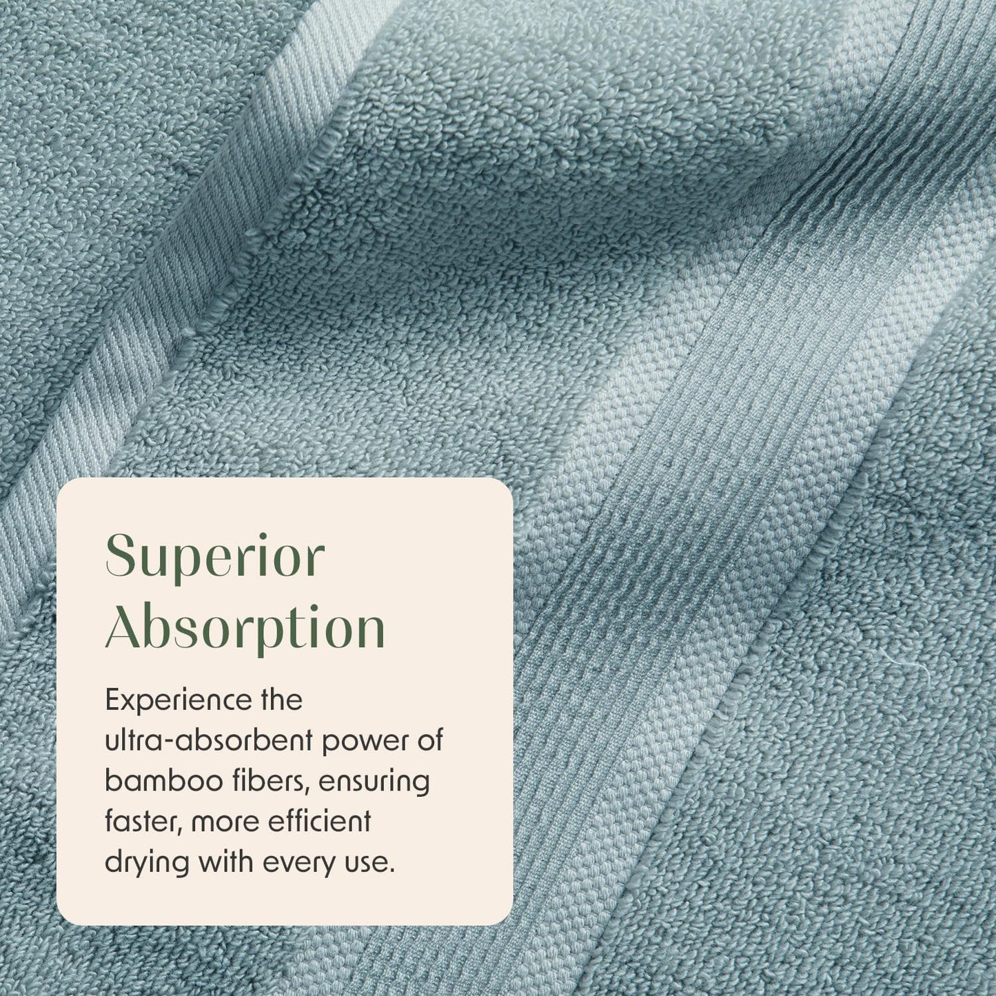 Springtree Home Luxury Bamboo Rayon Bath Towel Set 6 Piece Set | 35% Bamboo Rayon - 65% Cotton | Absorbent Quick-Dry Towels for Bathroom | Oeko-TEX Standard 100 Cotton | Aegean