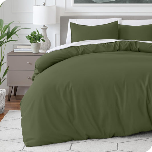 Bare Home Bedding Duvet Cover King Size - Premium 1800 Super Soft Collection - Lightweight, Cooling - Soft Breathable Bedding Duvet Cover (King, Cypress)