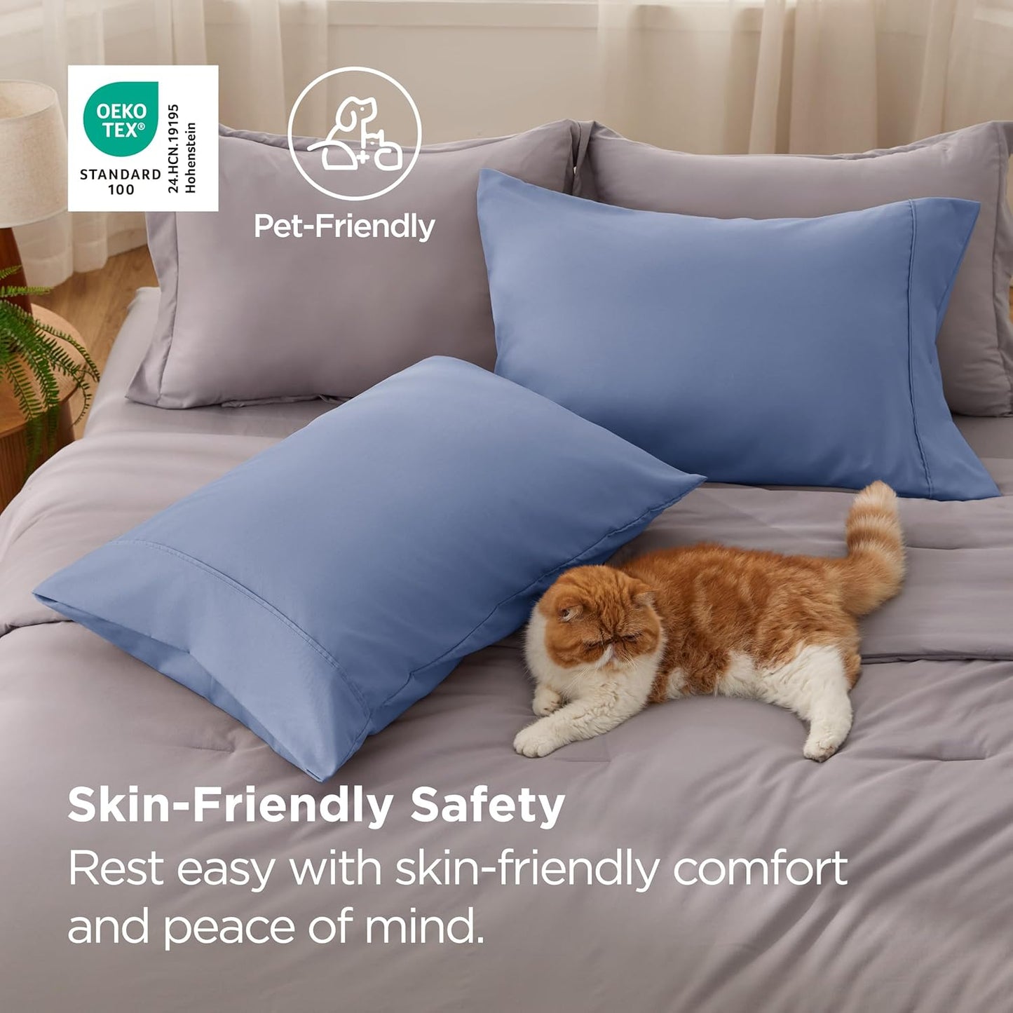 Bedsure Queen Pillow Cases Set of 2 - Slate Blue Brushed Microfiber Pillowcase 2 Pack, Super Soft and Cozy Pillow Case Covers with Envelope Closure, Wrinkle, Fade and Stain Resistant, 20x30 Inches