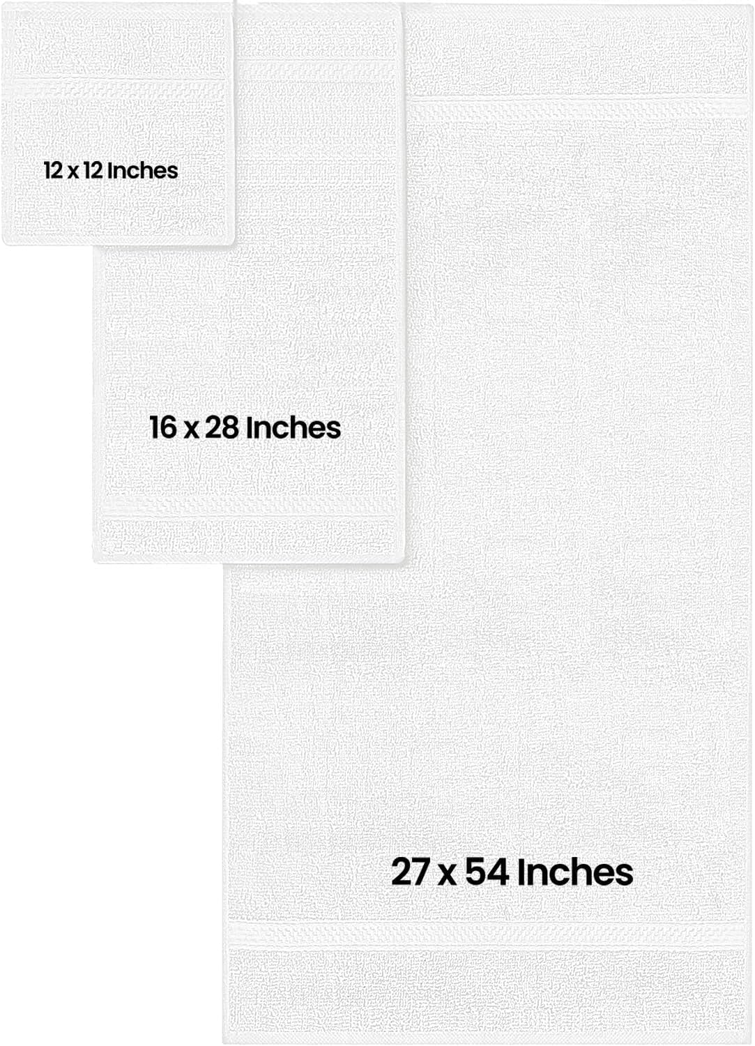 Utopia Towels Set, 16 Bath Towels, 16 Hand Towels, and 32 Washcloths, 600 GSM Ring Spun Cotton Highly Absorbent Towels for Bathroom, Shower Towel, (Pack of 64) (White)