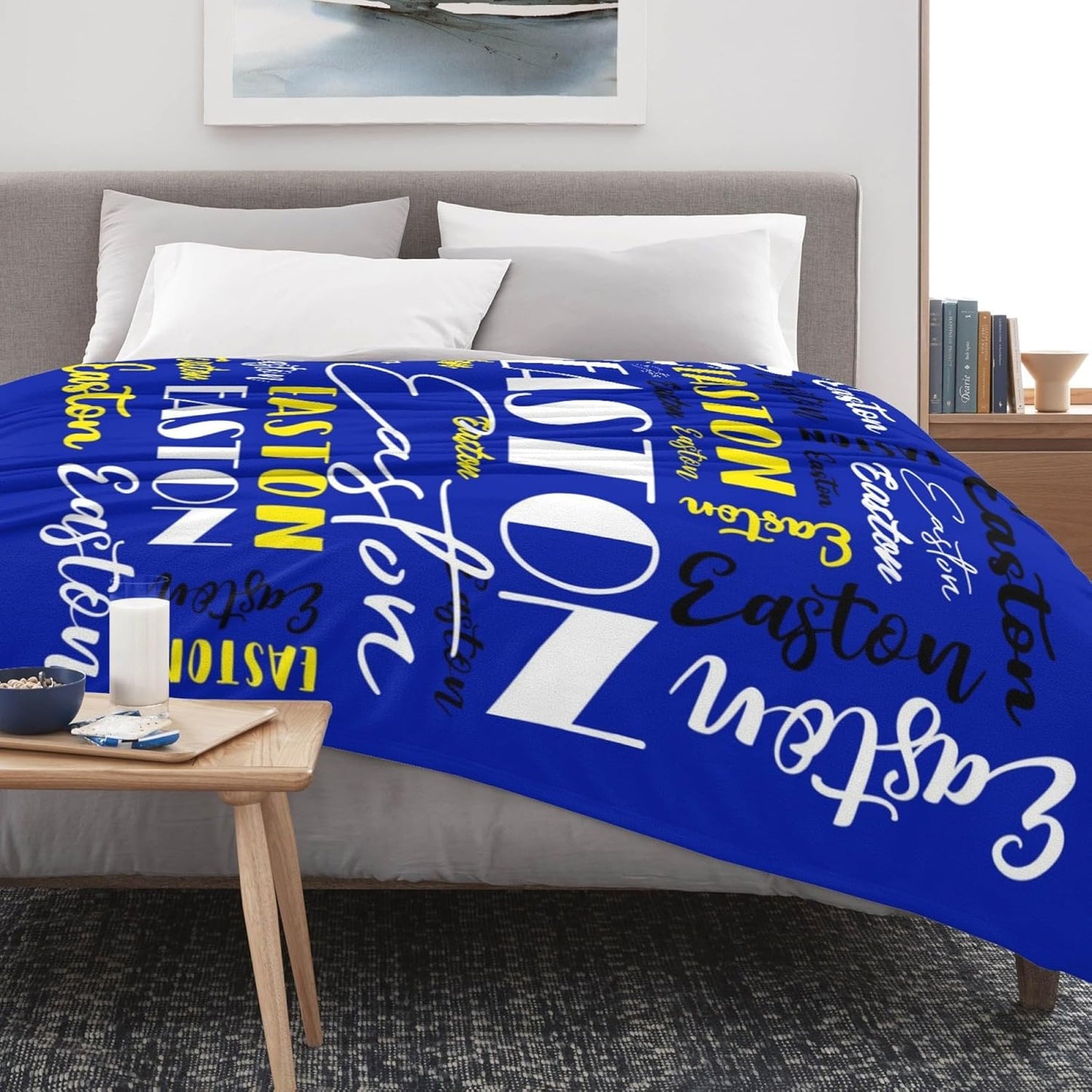 Name Blanket Personalized Blanket for Adult Kids Flannel Customize Throw Blanket Custom (Color 21, 60 x 80 Inches)