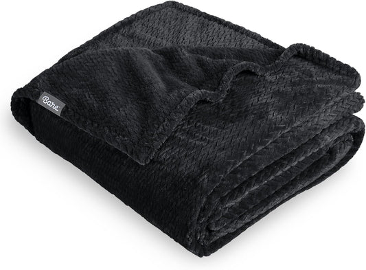 Bare Home Textured Fleece Blanket - King Size - Ultra-Soft Lightweight for Bed, Sofa, and Couch - Luxury Microplush - Cozy Warm Blanket (King, Chevron Black)