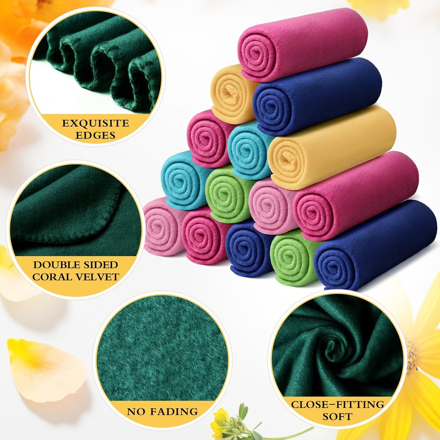 24 Packs Fleece Throw Blanket Soft Warm Lightweight Fleece Blanket Cozy Throw Bulk for Bed Couch Sofa Home Office Wedding Gifts Suitable for Seasons, 50 x 60 Inches(Fresh Color)