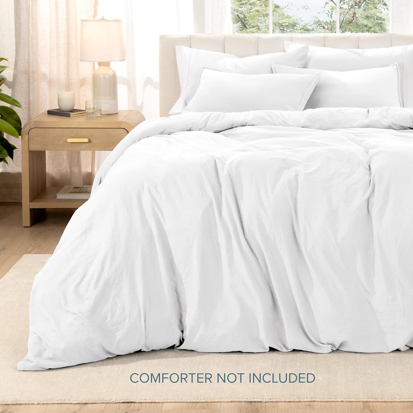 Bare Home Microfiber Duvet Cover Set - Ultra Soft Washed Microfiber - Oversized Queen Size - Linen-Like Look - Easy Care - Breathable Fabric - Our Softest Duvet Cover Set (Oversized Queen, White)