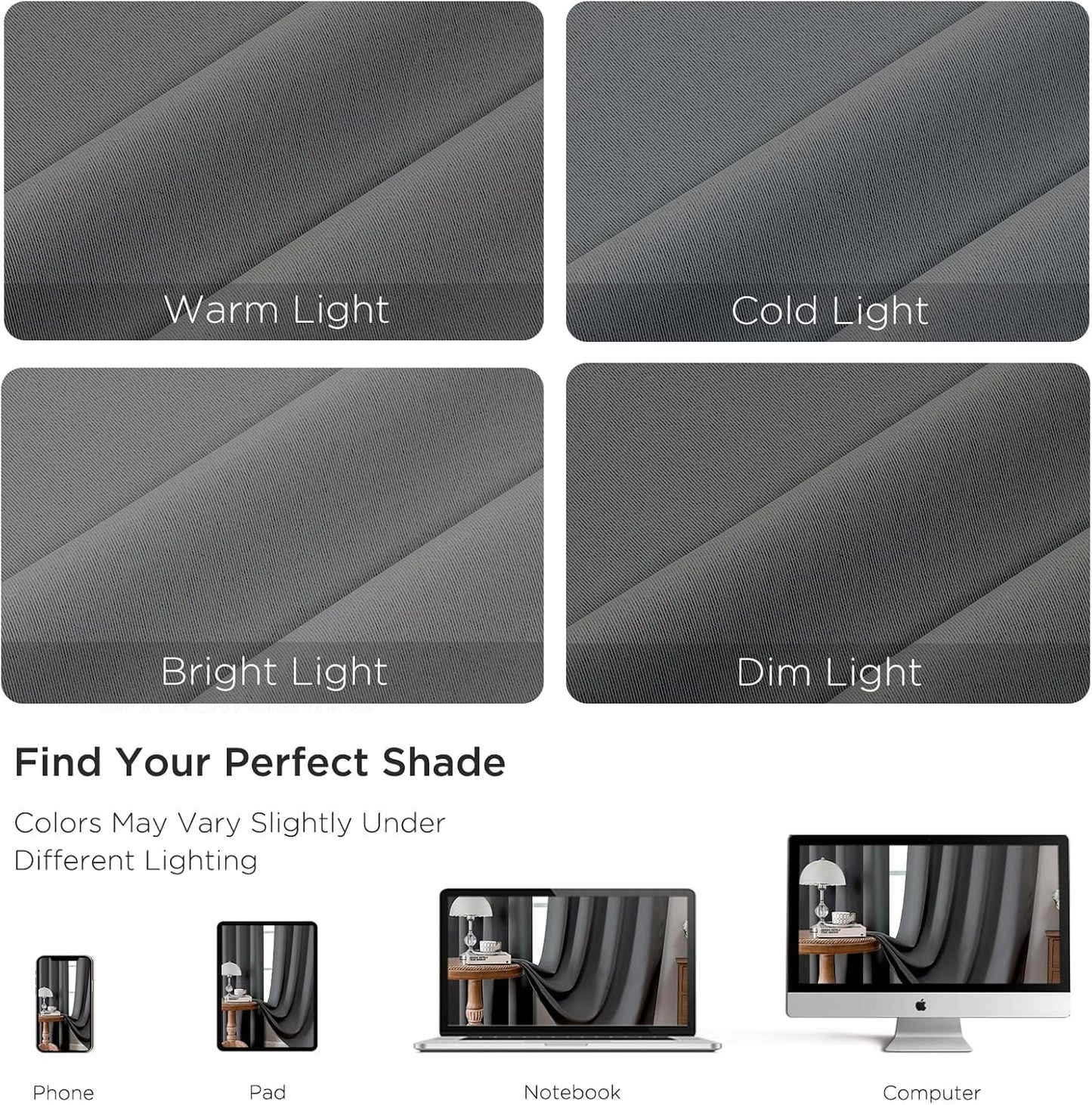 CUCRAF Light Grey Blackout Curtains 45 inch Length 2 Panels Set, Rod Pocket Room Darkening Drapes for Bedroom Living Room, Insulated Thermal Light Blocking Window Curtain (W52 x L45 Inch)
