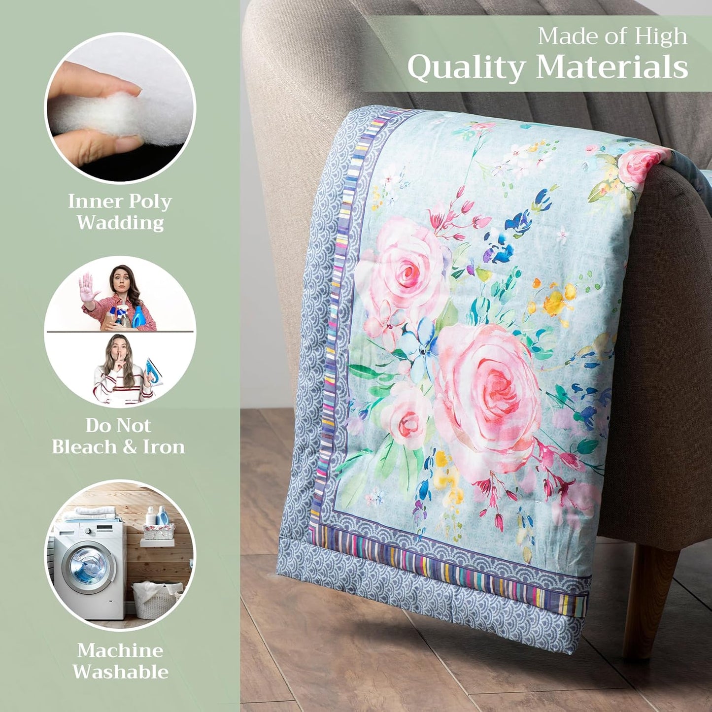 Maison d' Hermine Throw Blanket for Couch Lightweight Soft Warm Breathable Cotton Throw Blankets for Bed Girls Boys Women Men Gifts Sofa Travel Living Room Chair Bedding (60"x80", Sweet Rose Lavender)