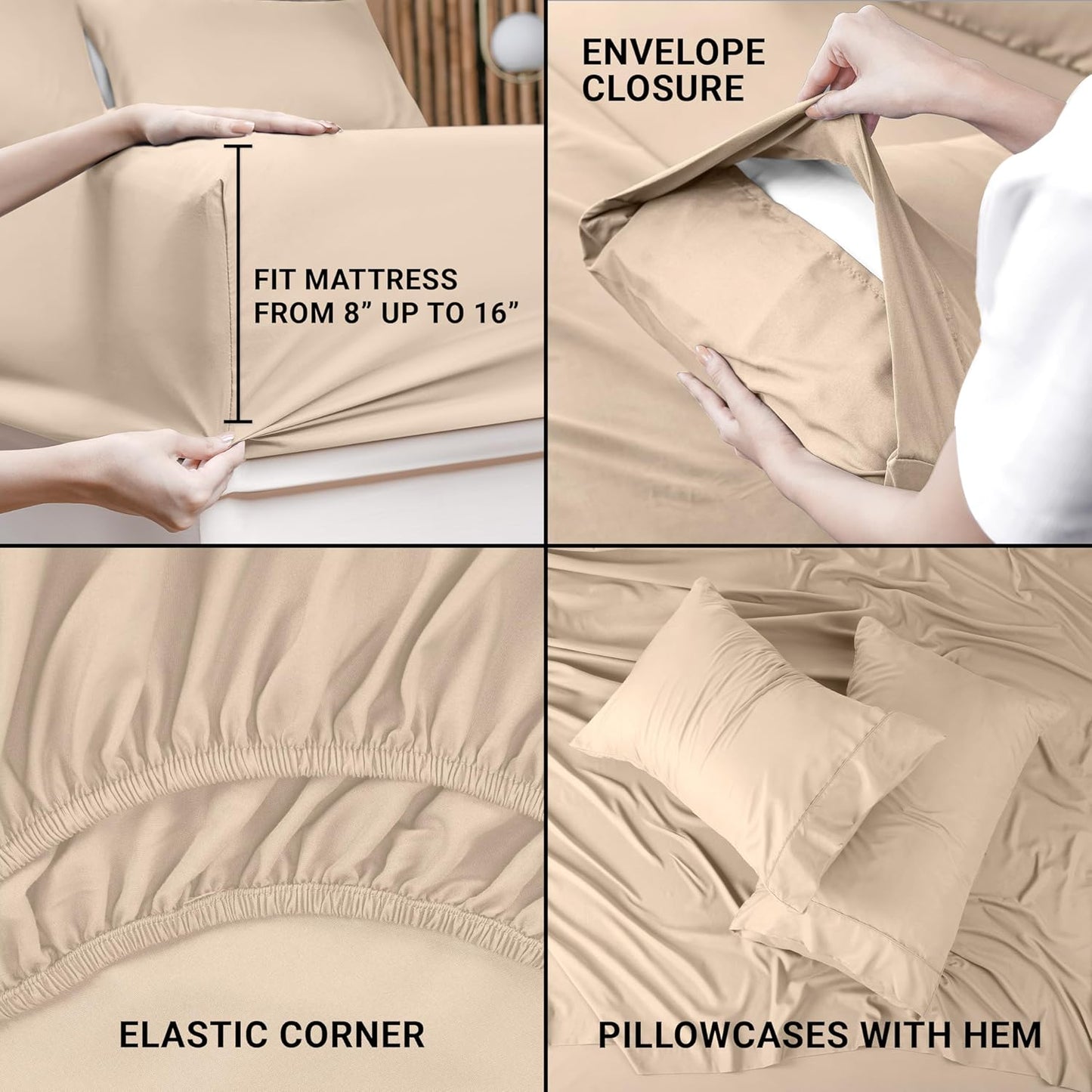 Utopia Bedding Twin Sheet Set – 3 Piece Bed Sheets for Twin Size Bed, Soft and Breathable Microfiber, Includes 1 Fitted Sheet, 1 Flat Sheet and 1 Pillowcase (Beige)