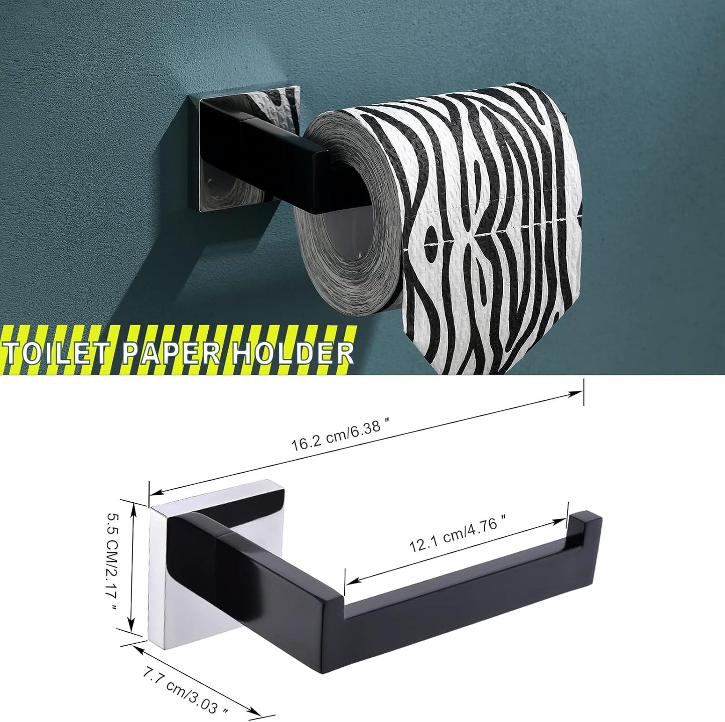 Bathroom Towel Bar Holder Sets Black and Polished 4-Piece Bathroom Hardware Set Stainless Steel Bath Accessories Kit. Wall Mounted,23.6 Inch