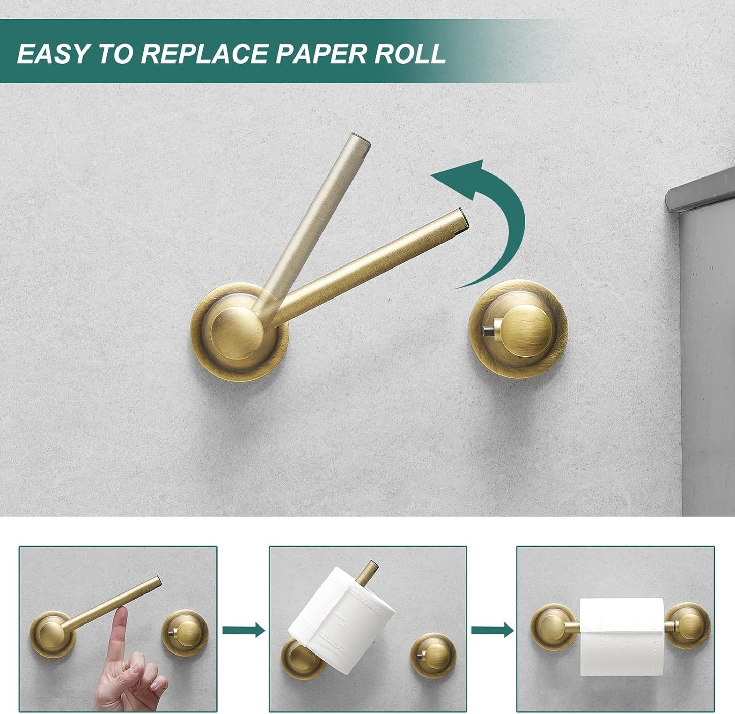 Hoimpro Wall Mounted Rustproof Toilet Tissue Paper Holder Bathroom Accessories Toilet roll Paper Hanger, Antique Brass