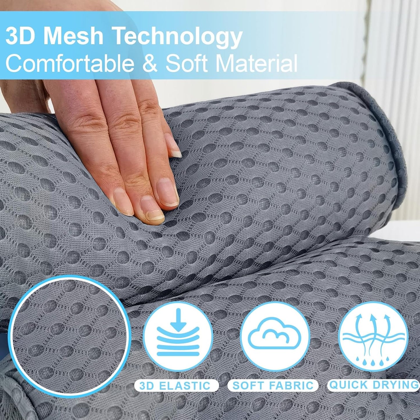 AEROiVi Luxury Bath Pillows for Tub，Bath Pillow Bathtub Pillows for Head and Neck Support Bath Cushion Made from Soft Spacer Mesh Material with Suction Cups,Gray
