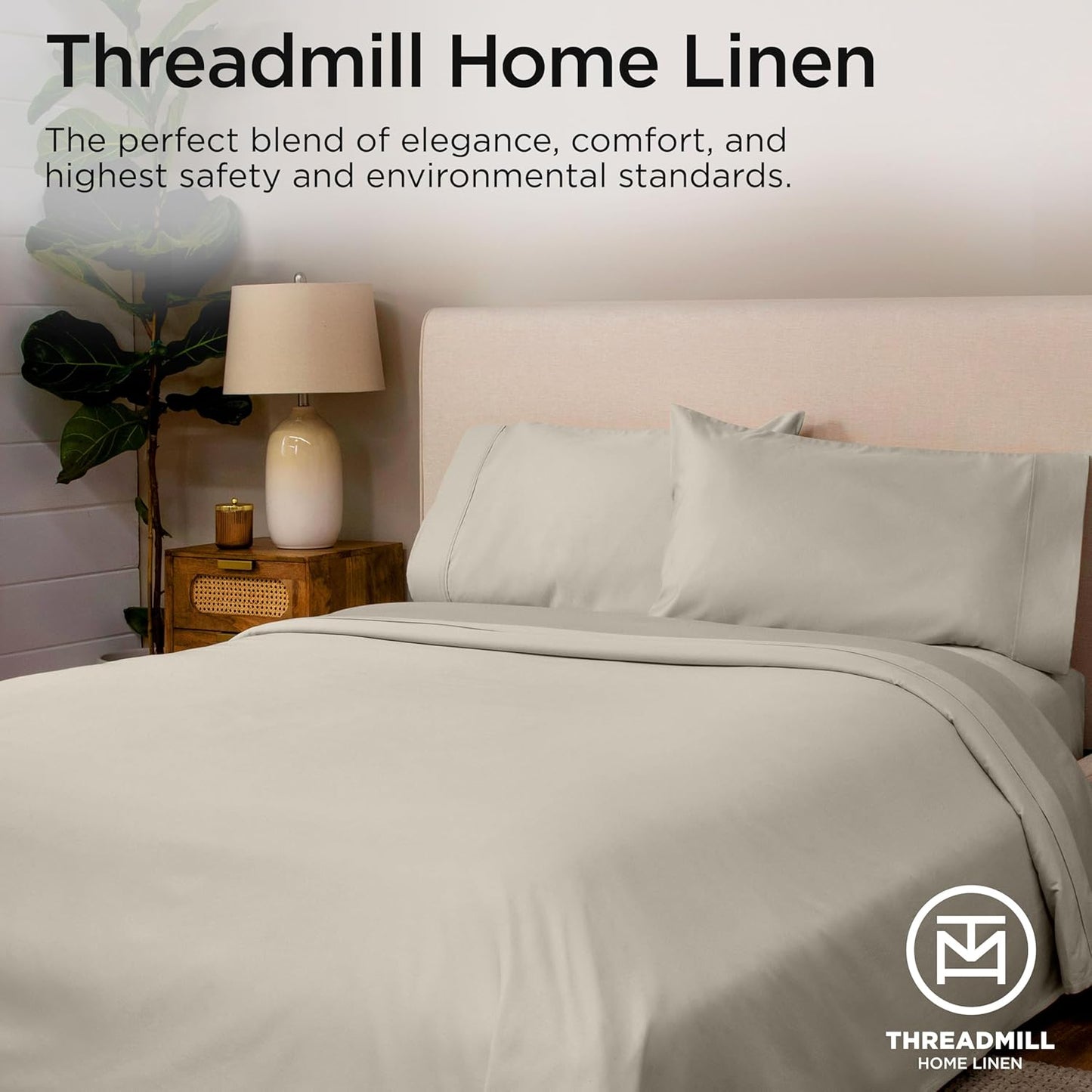 Threadmill Luxury Full Size Sheets for Full Size Mattress, 1000 Thread Count Supima Cotton Sheets for Full Mattress, 5-Star Hotel Quality 4 Piece Bed Sheets with Extra Deep Pocket, Taupe