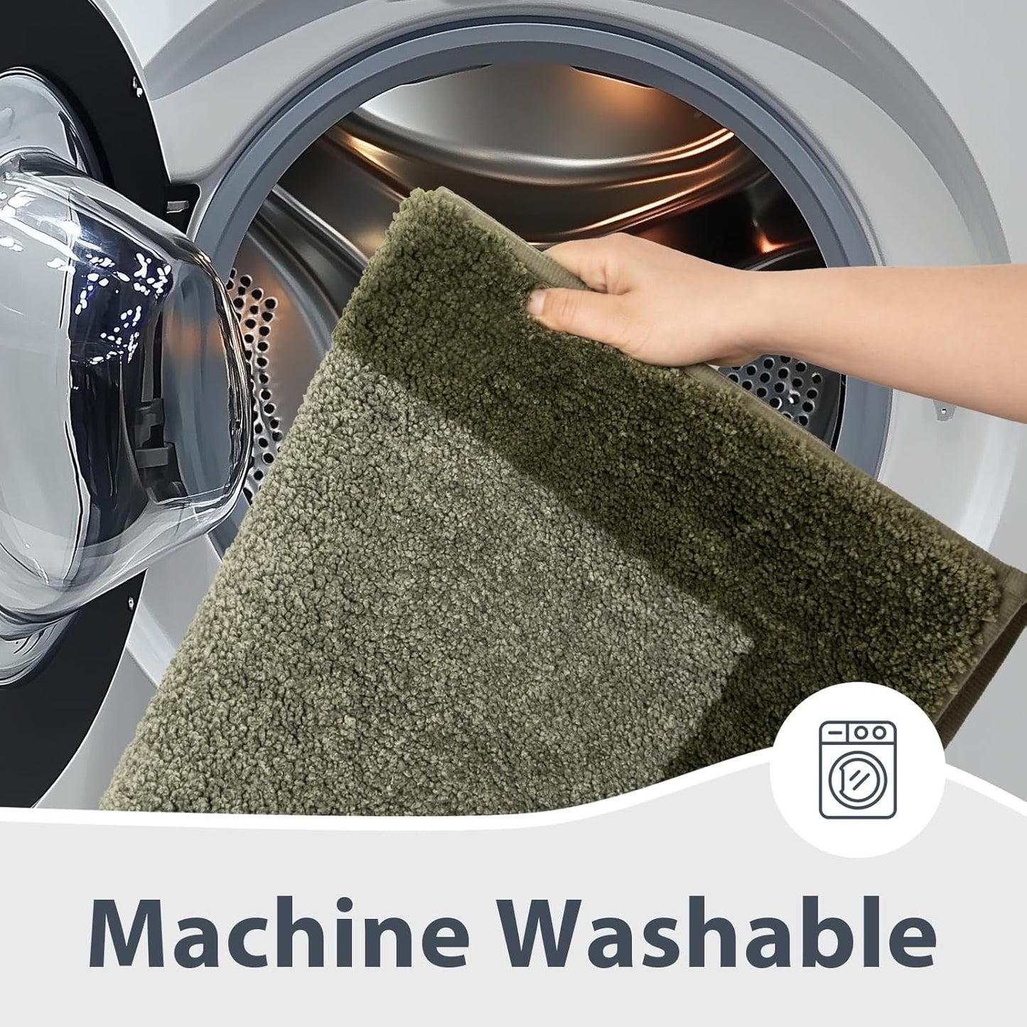 Bathroom Rugs 30" x 60", Non-Slip Extra Soft Absorbent Bath Rugs, Machine Washable Quick Dry Bath Mats for Bathroom Floor, Shower, Bathtub and Sink, Olive Green & Green