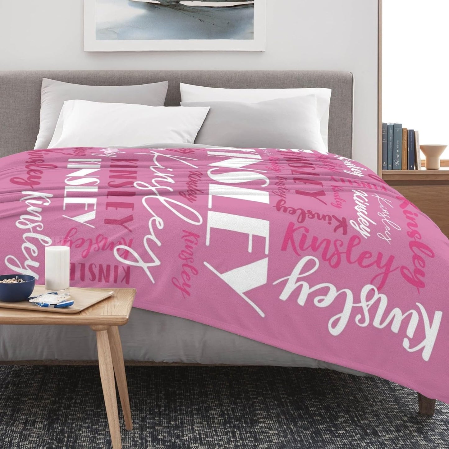Name Blanket Personalized Blanket for Adult Kids Flannel Customize Throw Blanket Custom (Color 06, 40 x 50 Inches)
