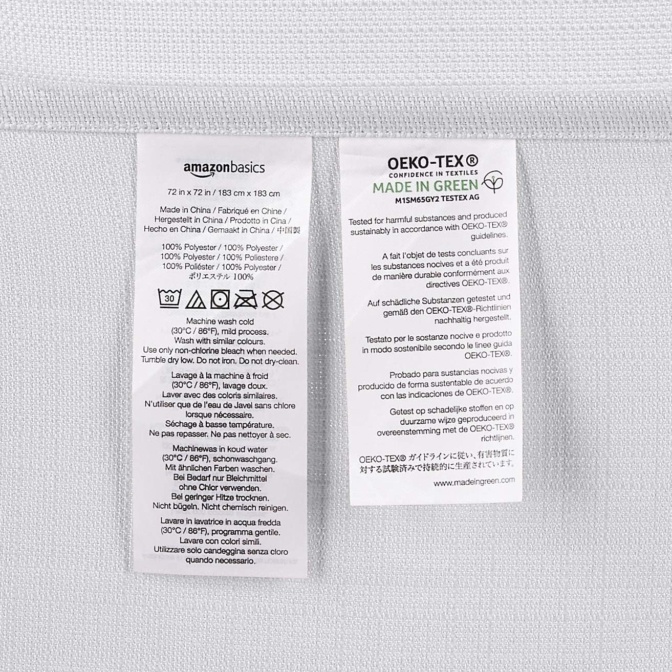 Amazon Basics Linen Style Bathroom Shower Curtain, 72" x 72", Bright White, 11.42" L x 9.45" W