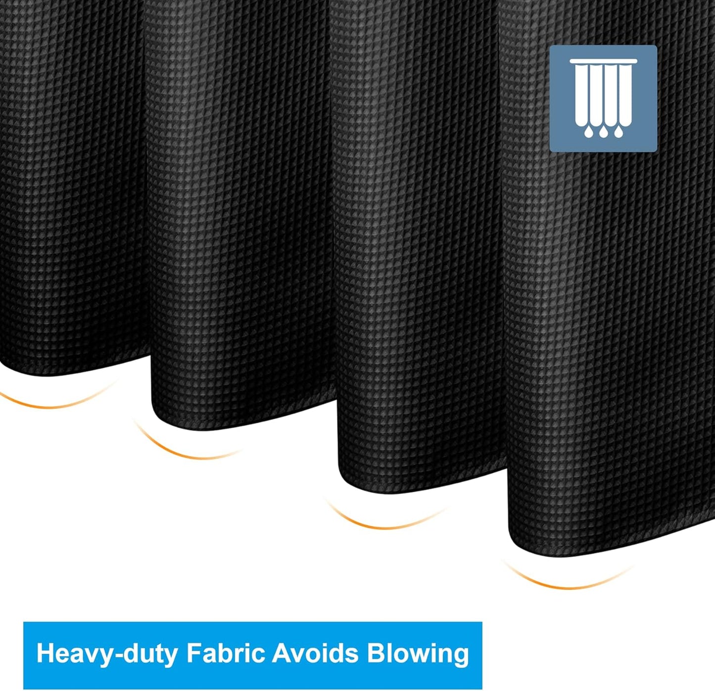 AmazerBath Waffle Shower Curtain, Stall Shower Curtain, Black Shower Curtain Fabric, Hotel Quality Bathroom Shower Curtains, Heavy Duty, 36 x 72 Inches