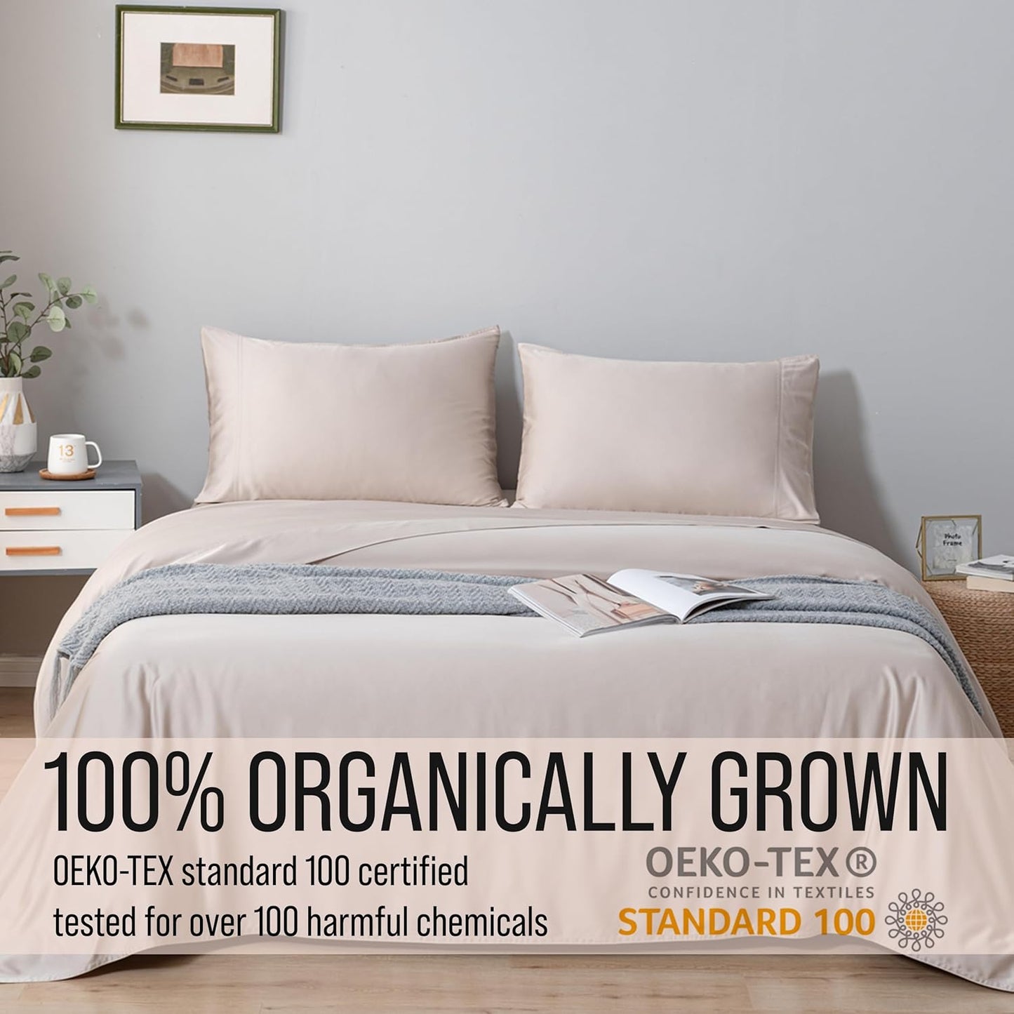 Bella Coterie Luxury Bamboo Viscose Split King Size Sheet Set | 2 Fitted Sheets for Sleep Number & Adjustable Beds | 100% Organically Grown | Cooling & Ultra Soft | 18” Deep Pocket [Dune]