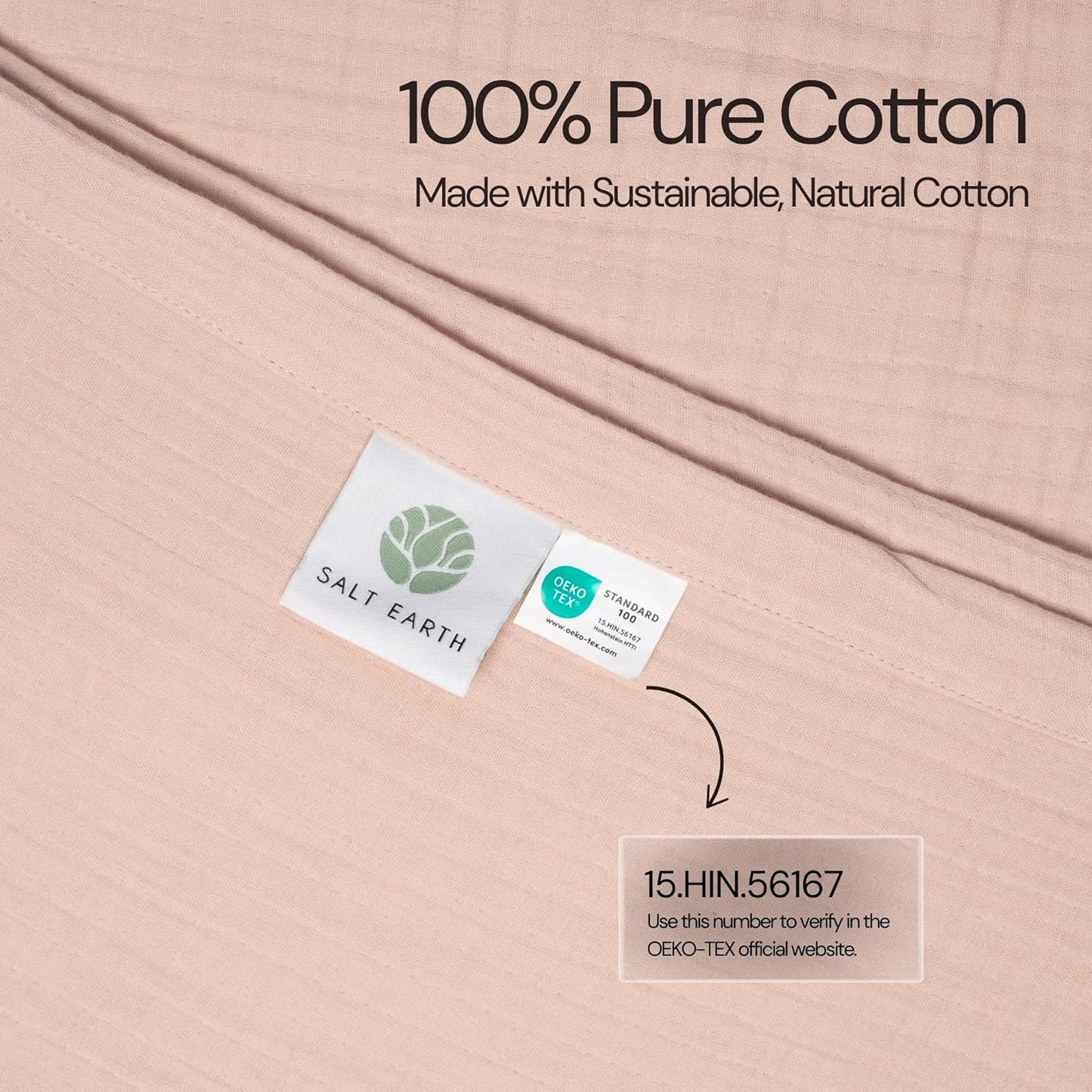 Salt Earth 100% Cotton Muslin Blanket, Gauze Blanket 80"X90" Queen, 4 Layered for Couch, Bed, Living Room,Lightweight & All Seasons Blankets & Throws, Easy to wash,Nature & Skin Friendly (Rose Dust)