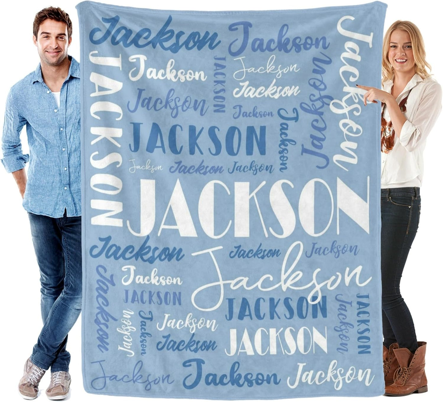 Name Blanket Personalized Blanket for Adult Kids Flannel Customize Throw Blanket Custom (Color 02, 50 x 60 Inches)