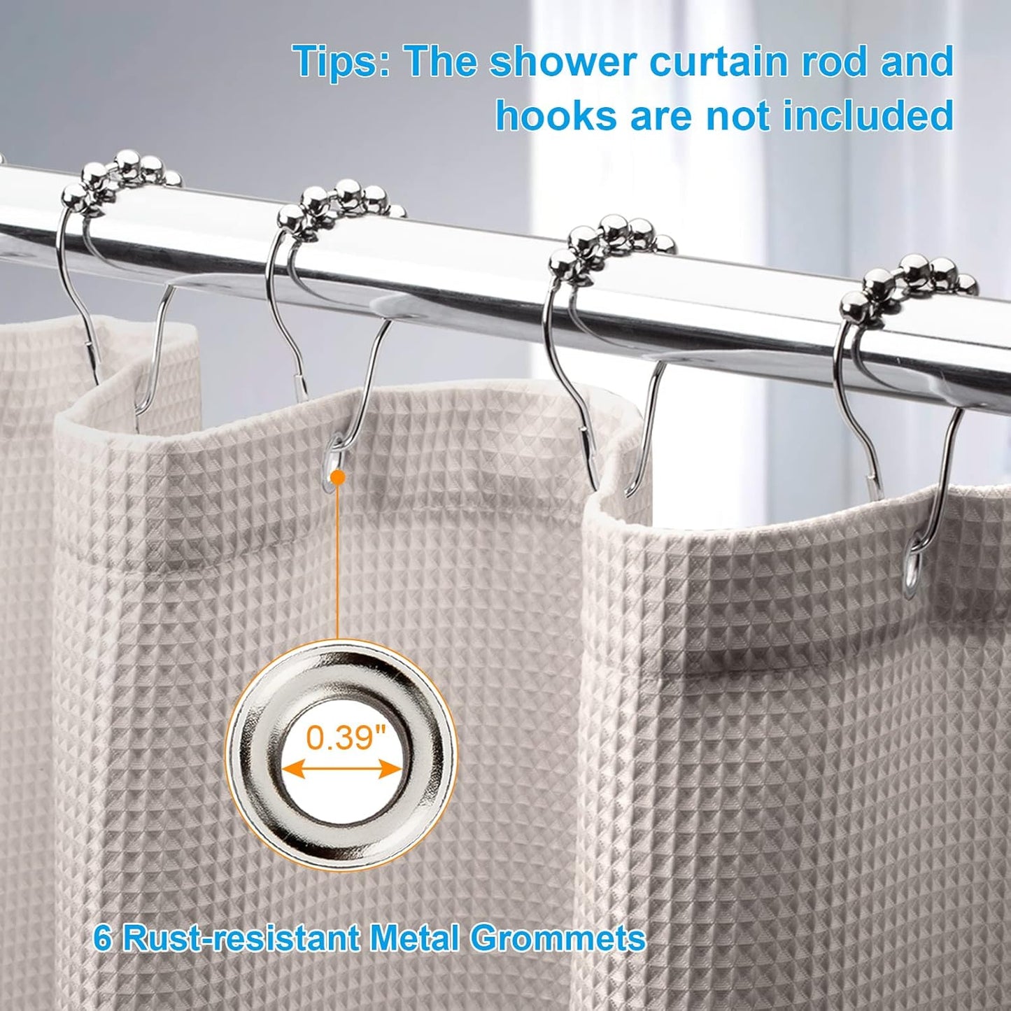 AmazerBath Waffle Shower Curtain Khaki, Stall Shower Curtain Tan, Hotel Quality Fabric Bathroom Shower Curtains, Heavy Duty 240GSM, 36 x 72 Inches