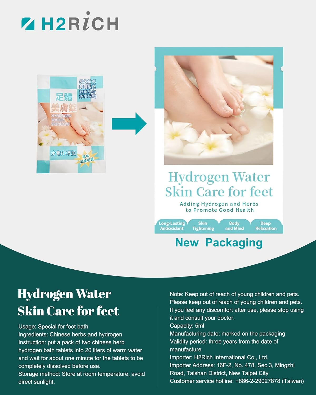 Hydrogen Foot Soak Effervescent Tablets 6 Pack | Ginger & Mugwort Herb Foot Bath, Relaxing Spa Pedicure Care | Improves Circulation, Soothes Tired Feet, Softens Calluses, Controls Odor