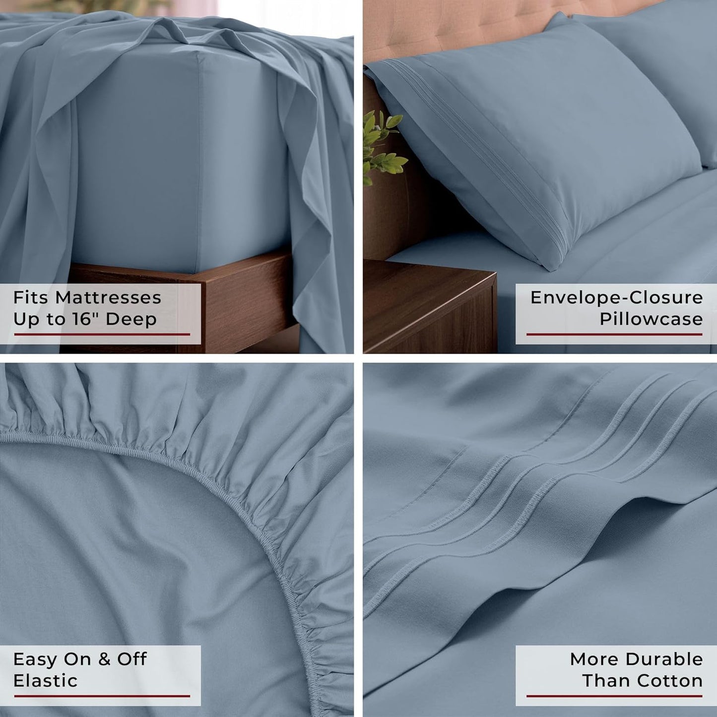 Mellanni King Sheets Set - 4 PC Iconic Collection Bedding - Hotel Luxury, Extra Soft, Cooling Bed Sheets - Wrinkle, Fade, Stain Resistant (King, Blue Hydrangea)