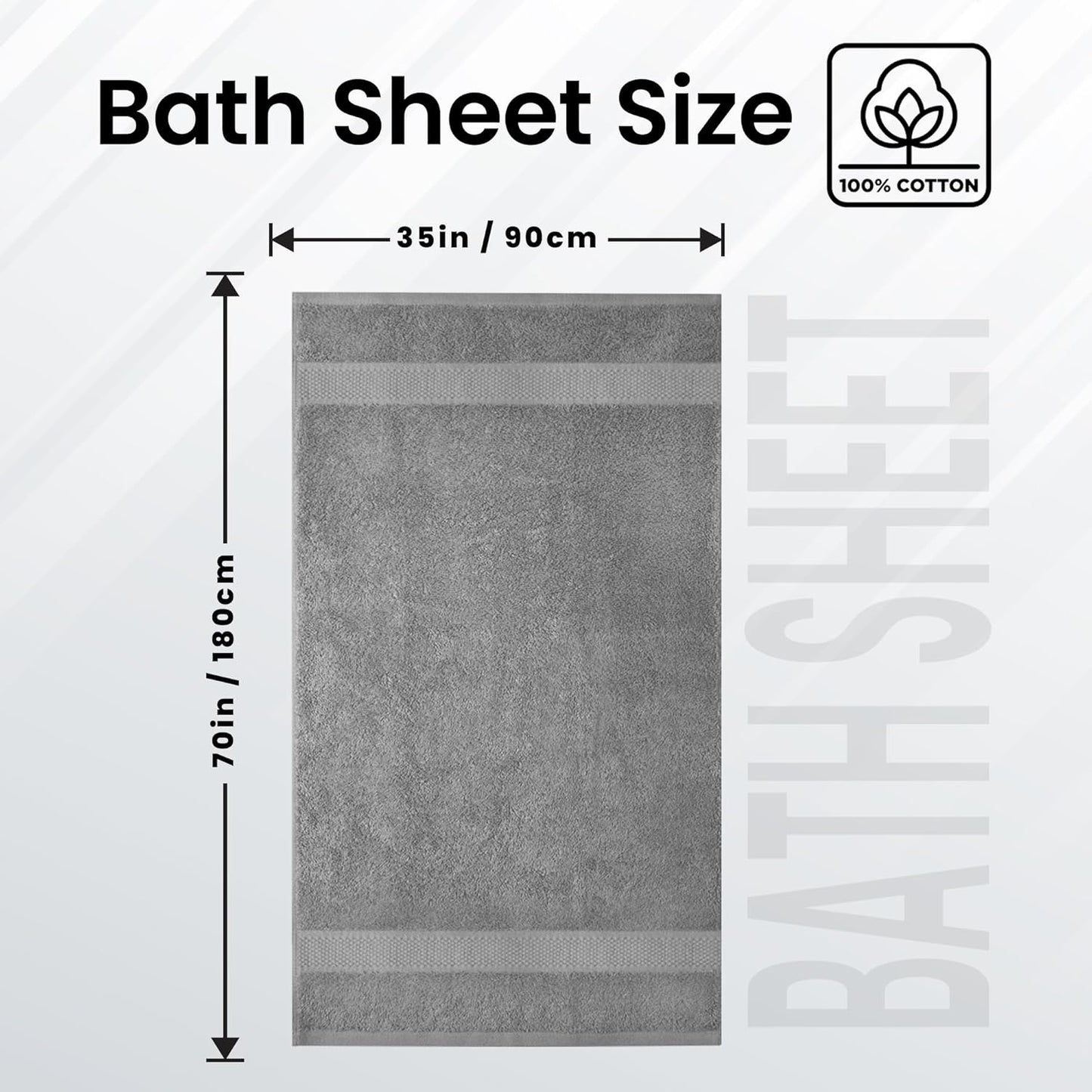 Infinitee Xclusives – Luxury Bath Sheets Towels – 1 Pack 600 GSM (35X70 Inches) – 100% Ring Spun Cotton Large Bath Towels for Bathroom (Charming Grey, Bath Sheets - Pack 1)