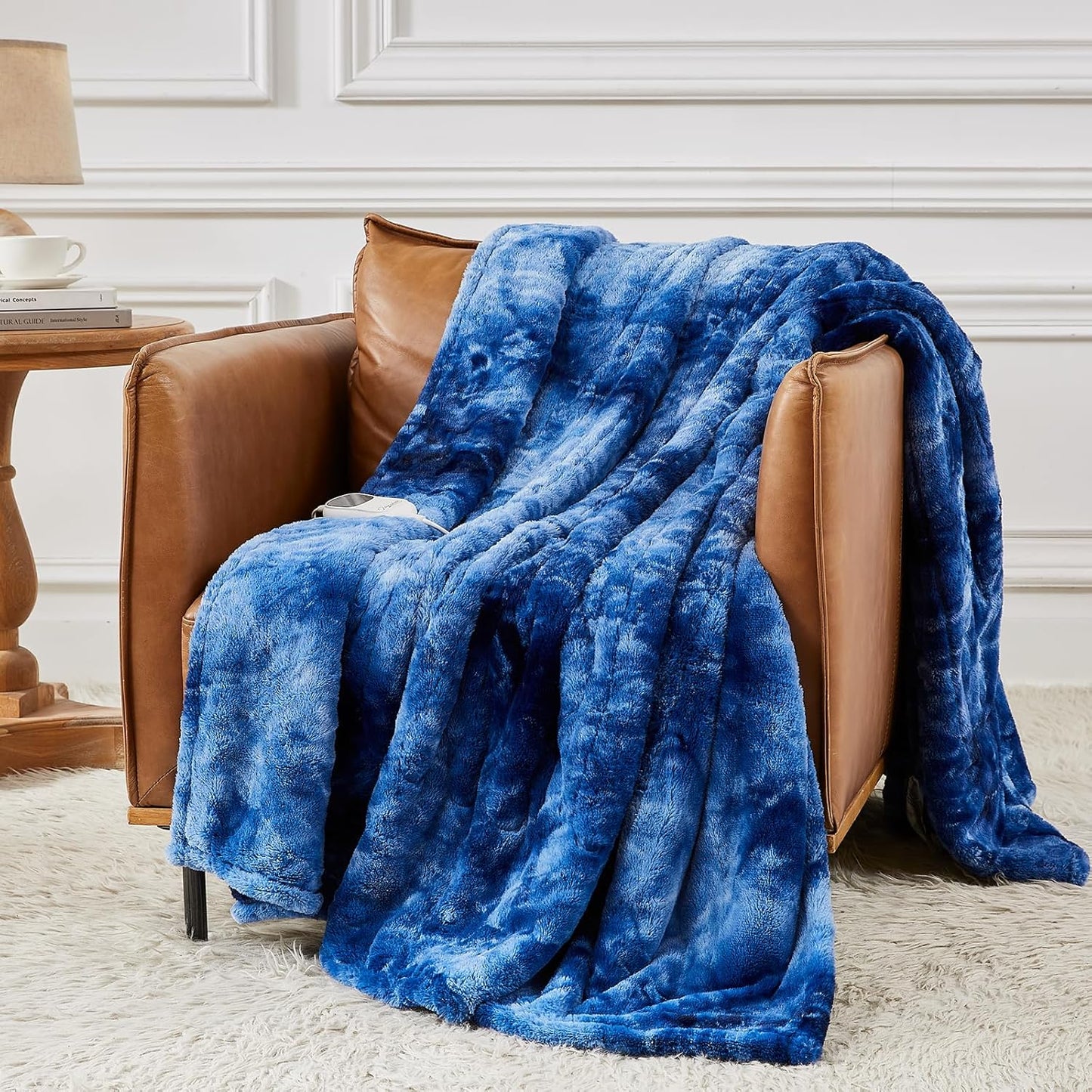 Homemate Heated Blanket Electric Throw - 50"x60" Heating Blanket Throw 1/2/4/6/8 Hours Auto-Off 10 Heat Levels Over-Heat Protection Luxury Faux Fur Sherpa ETL Certification