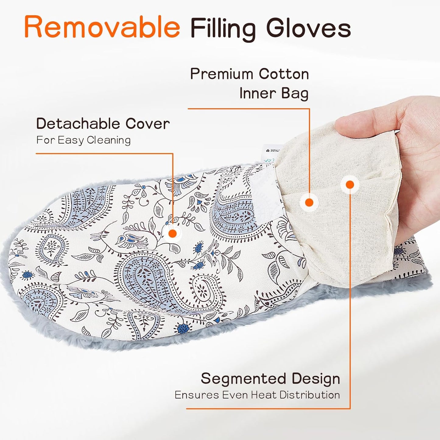 Microwavable Therapy Mittens with Moist Heat and Compression Relief – 1 Heated Glove for Arthritis, Stiff Joints, Carpal Tunnel, Trigger Finger – Washable, Self-Care Gift for Elderly Parents