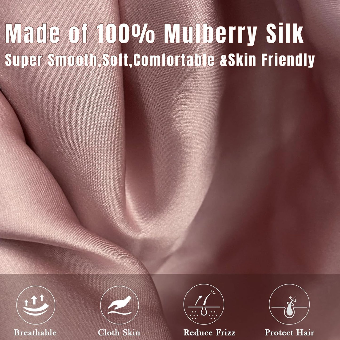 Chloven Mulberry Silk Bonnet for Sleeping Women - Larger Double Layer Silk Hair Wrap Bonnet for Curly Long Hair with Tie Band