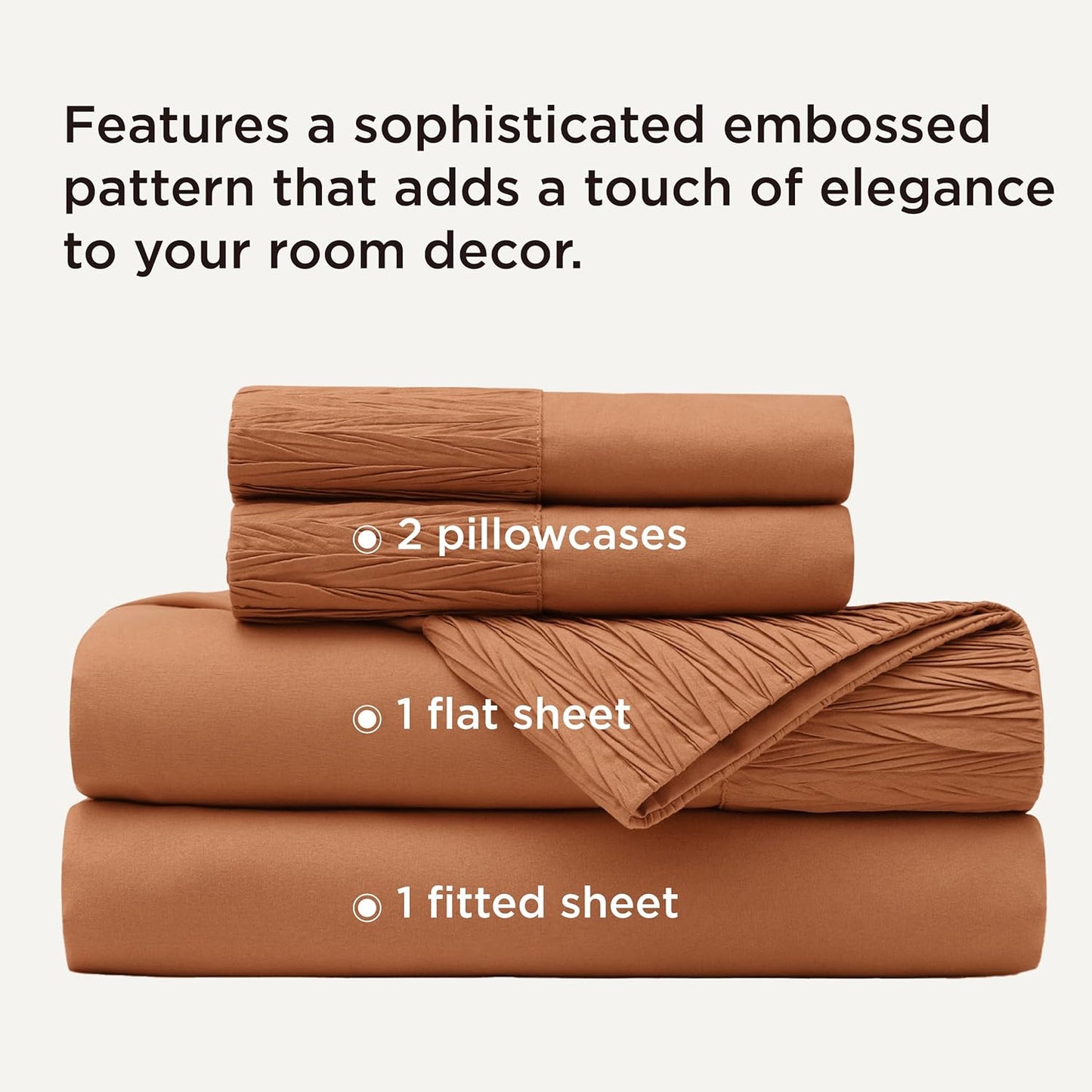 Bedsure Queen Sheet Set - 4 Pieces Soft Queen Size Sheets - Breathable & Cooling - Hotel Luxury - Easy Care Polyester Microfiber Bedding for Women, Men, Terracotta
