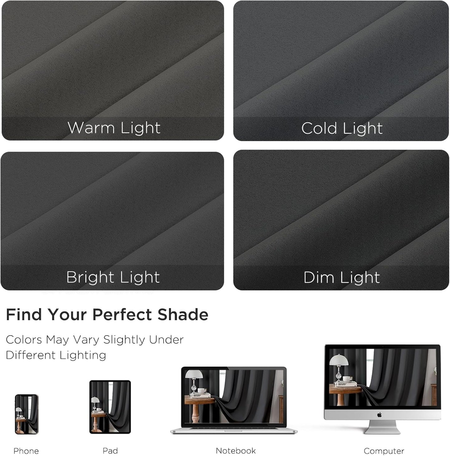 CUCRAF Dark Grey Blackout Curtains Customize, Rod Pocket Room Darkening Curtain for Bedroom Living Room, Thermal Insulated Window Drapes 1 Panel (Custom Size, Color)