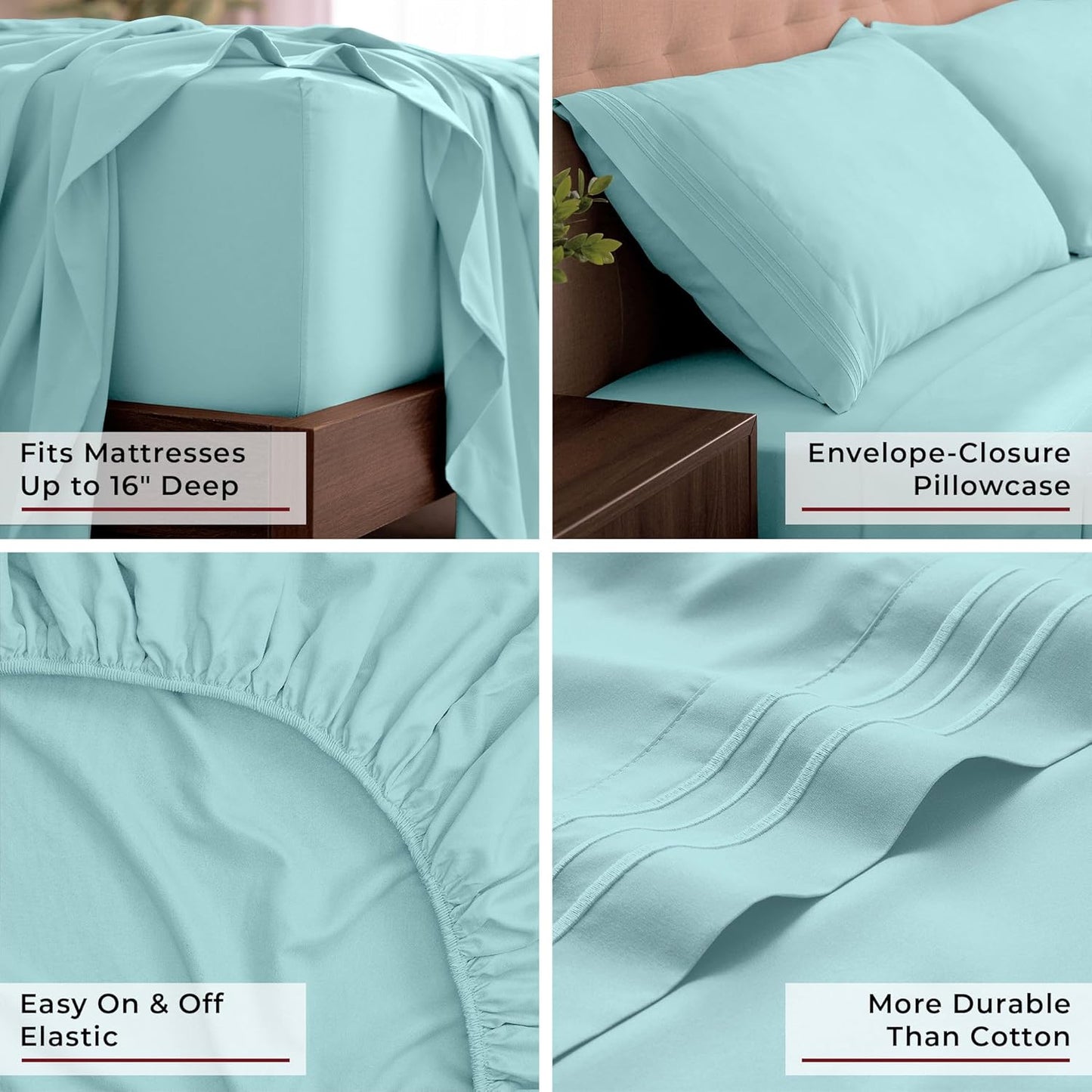 Mellanni California King Sheets Set - 4 PC Iconic Collection Bedding - Hotel Luxury, Extra Soft, Cooling Bed Sheets - Wrinkle, Fade, Stain Resistant (Cal King, Aqua)
